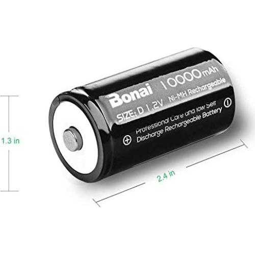 Baterías recargables BONAI D 10,000mAh Ni-MH - Paquete de 8