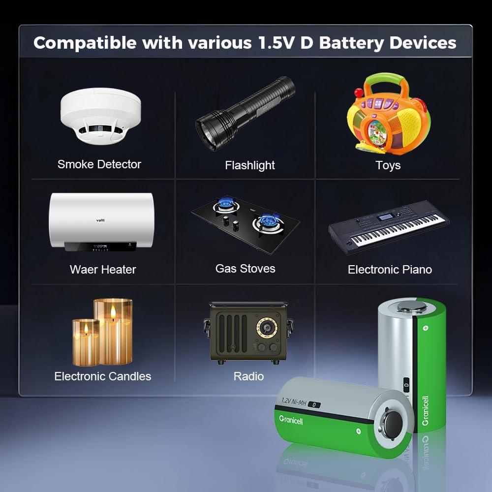 Paquete de 4 Baterías Recargables D NiMH 10000mAh - ZHUHAI