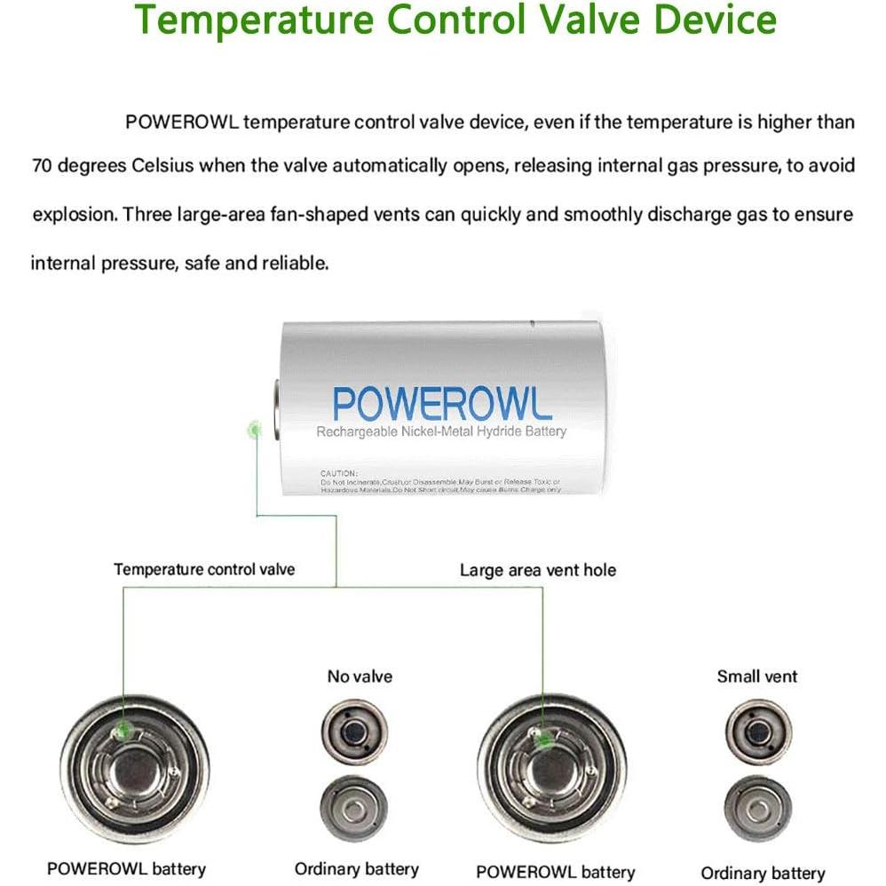 Baterías recargables D POWEROWL 10000mAh NiMH 4 unidades