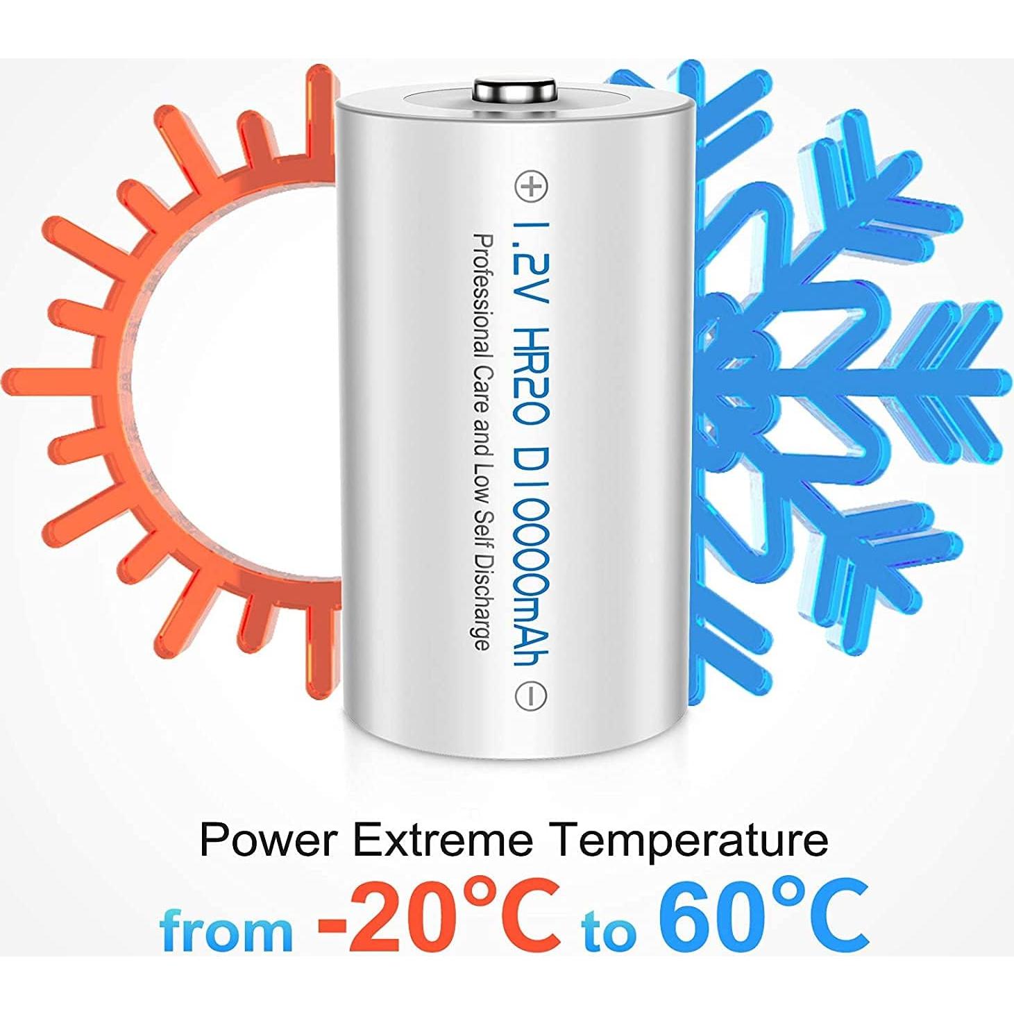 Baterías recargables D POWEROWL 10000mAh NiMH 4 unidades