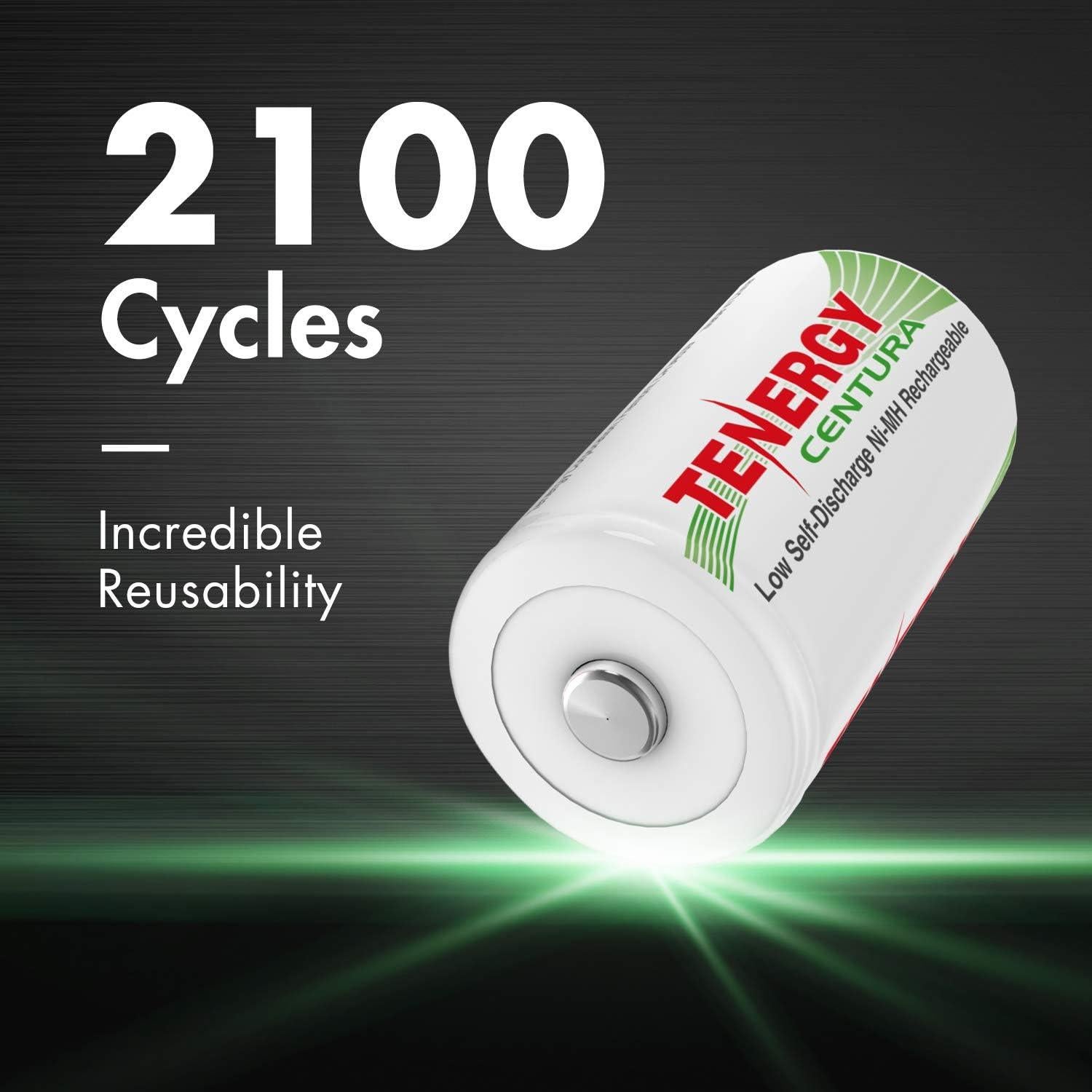 Batería recargable D Tenergy Centura 1.2V 8000mAh - Paquete de 2
