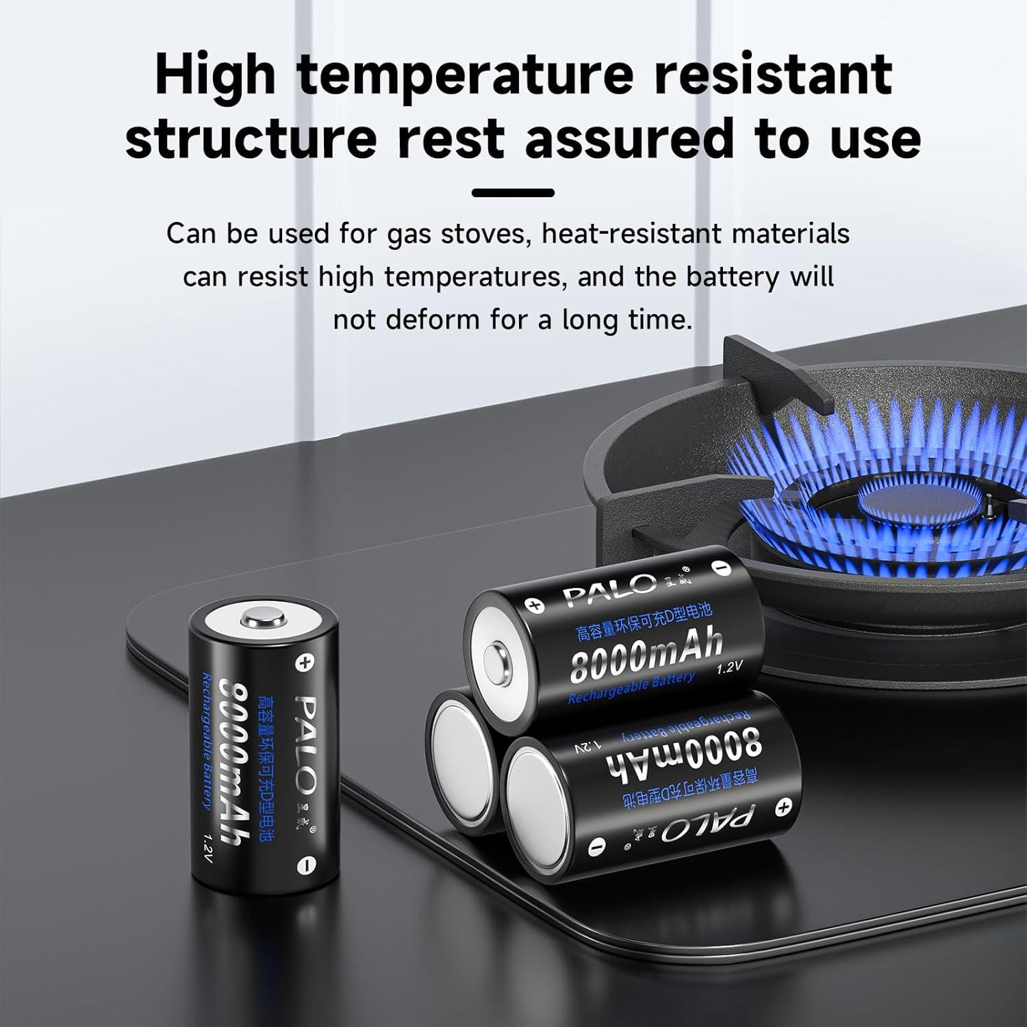 Paquete de 6 Baterías Recargables D Ni-MH 8000mAh con Estuche