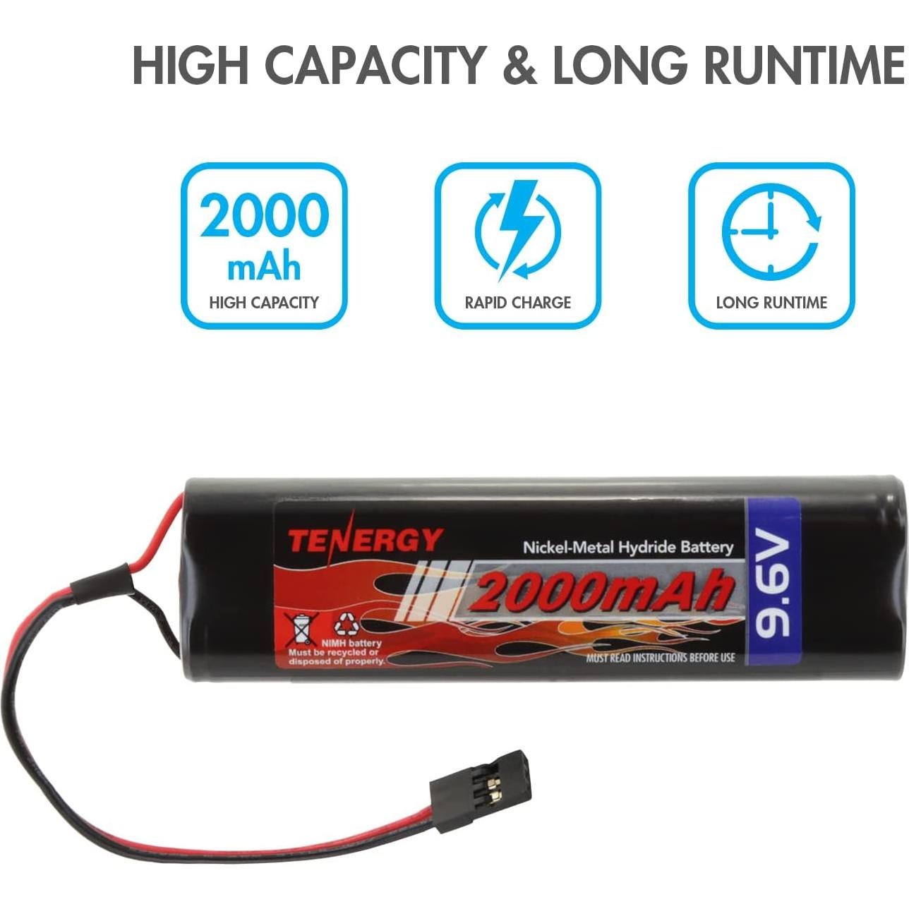 Batería NiMH Tenergy 9.6V 2000mAh Hitec para Receptores RC