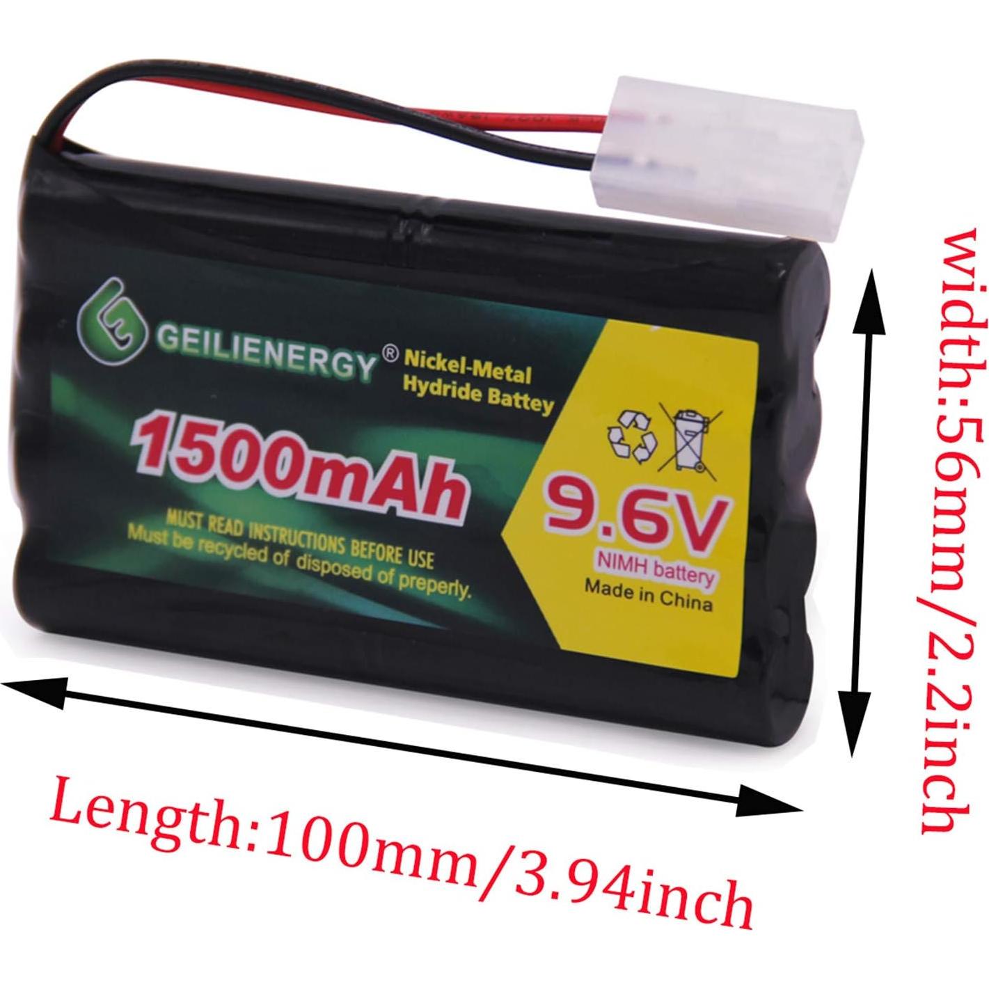 Paquete de 2 Baterías Recargables NI-MH 9.6V 1500mAh Tamiya
