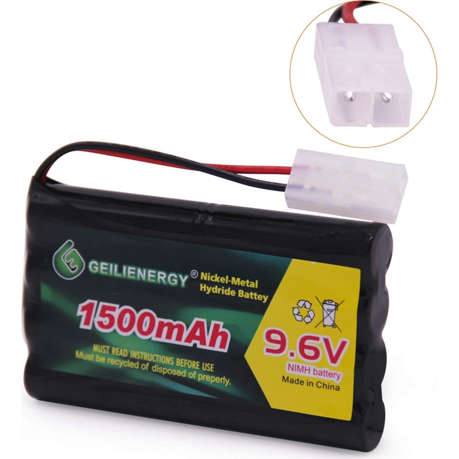 Paquete de 2 Baterías Recargables NI-MH 9.6V 1500mAh Tamiya