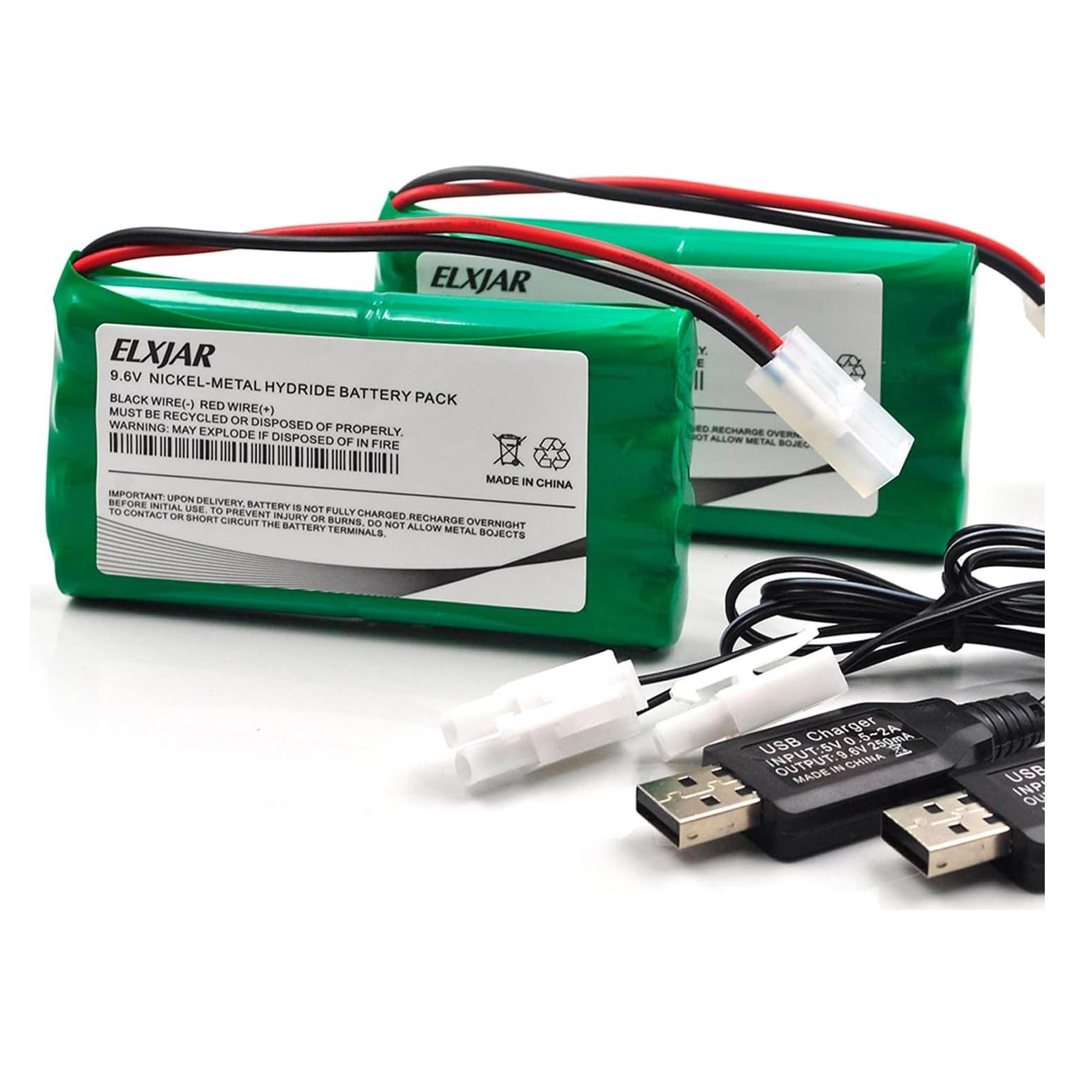 Paquete de 2 Baterías Recargables Ni-MH 9.6V 2000mAh elxjar