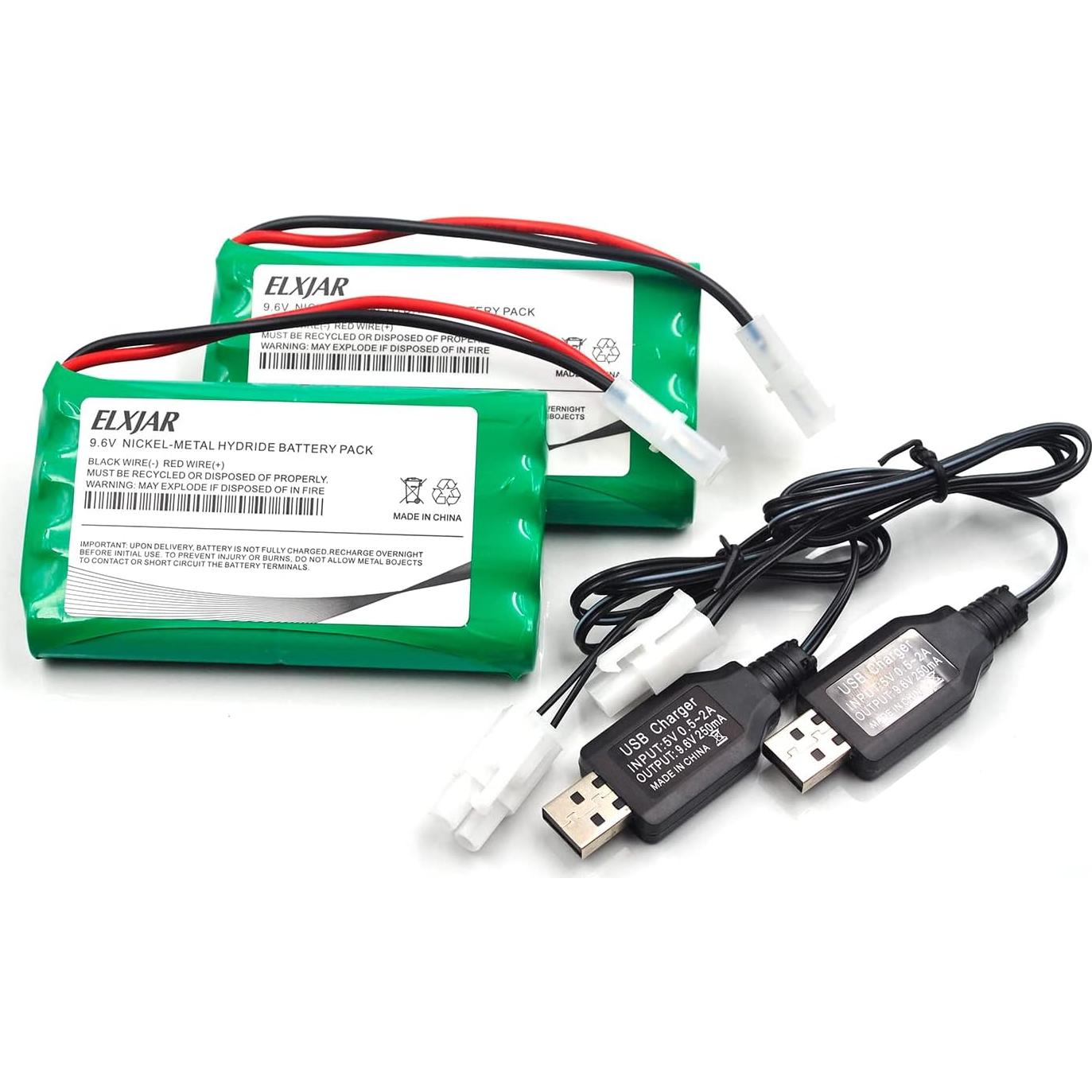Paquete de 2 Baterías Recargables Ni-MH 9.6V 2000mAh elxjar
