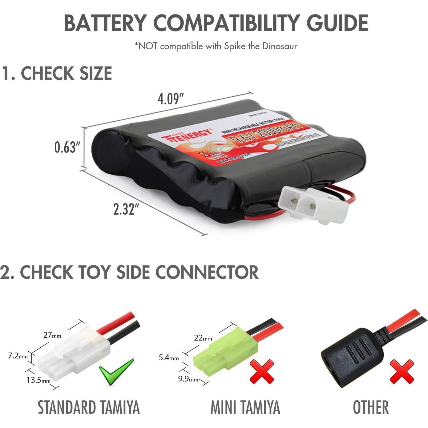 Baterías Tenergy 9.6V NiMH 2000mAh para Coche RC - 2 Baterías + Cargador