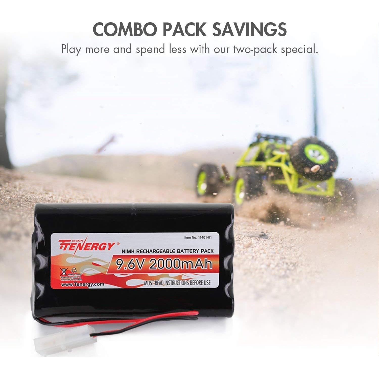 Baterías Tenergy 9.6V NiMH 2000mAh para Coche RC - 2 Baterías + Cargador