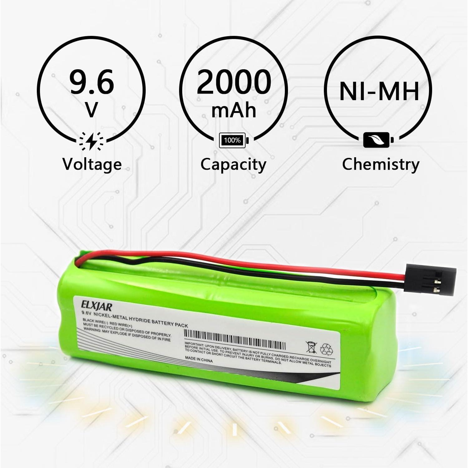 Batería NiMH 9.6V 2000mAh elxjar para RC Futaba y Hitec - 2 Pack