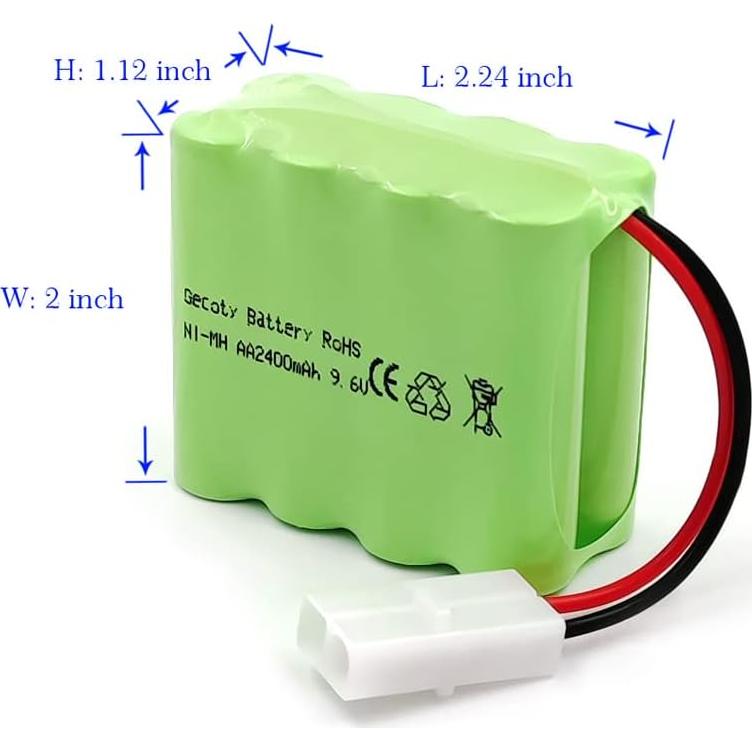 Batería Recargable NiMH 9.6V 2400mAh Gecoty con Conector Tamiya