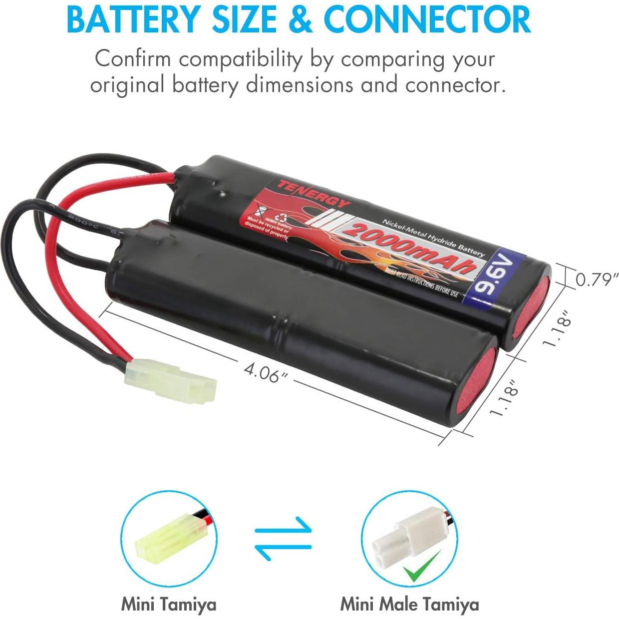 Batería Tenergy 9.6V 2000mAh NiMH Nunchuck Mini Tamiya