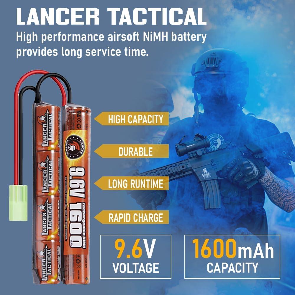 Cargador y Batería Recargable Lancer Tactical 9.6V 1600mAh