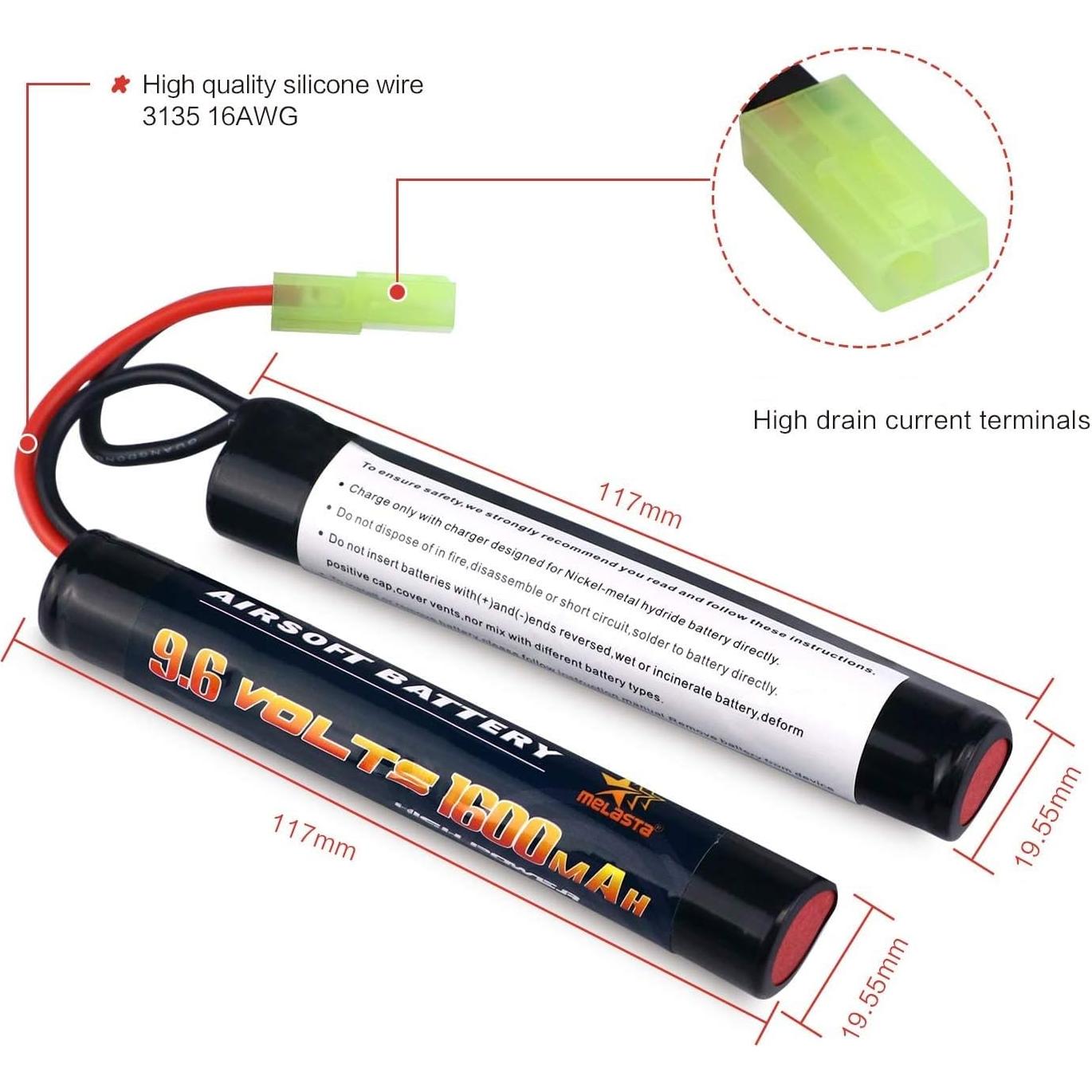 Batería Nunchuck NiMH 9.6V 1600mAh Melasta - 2 Pack