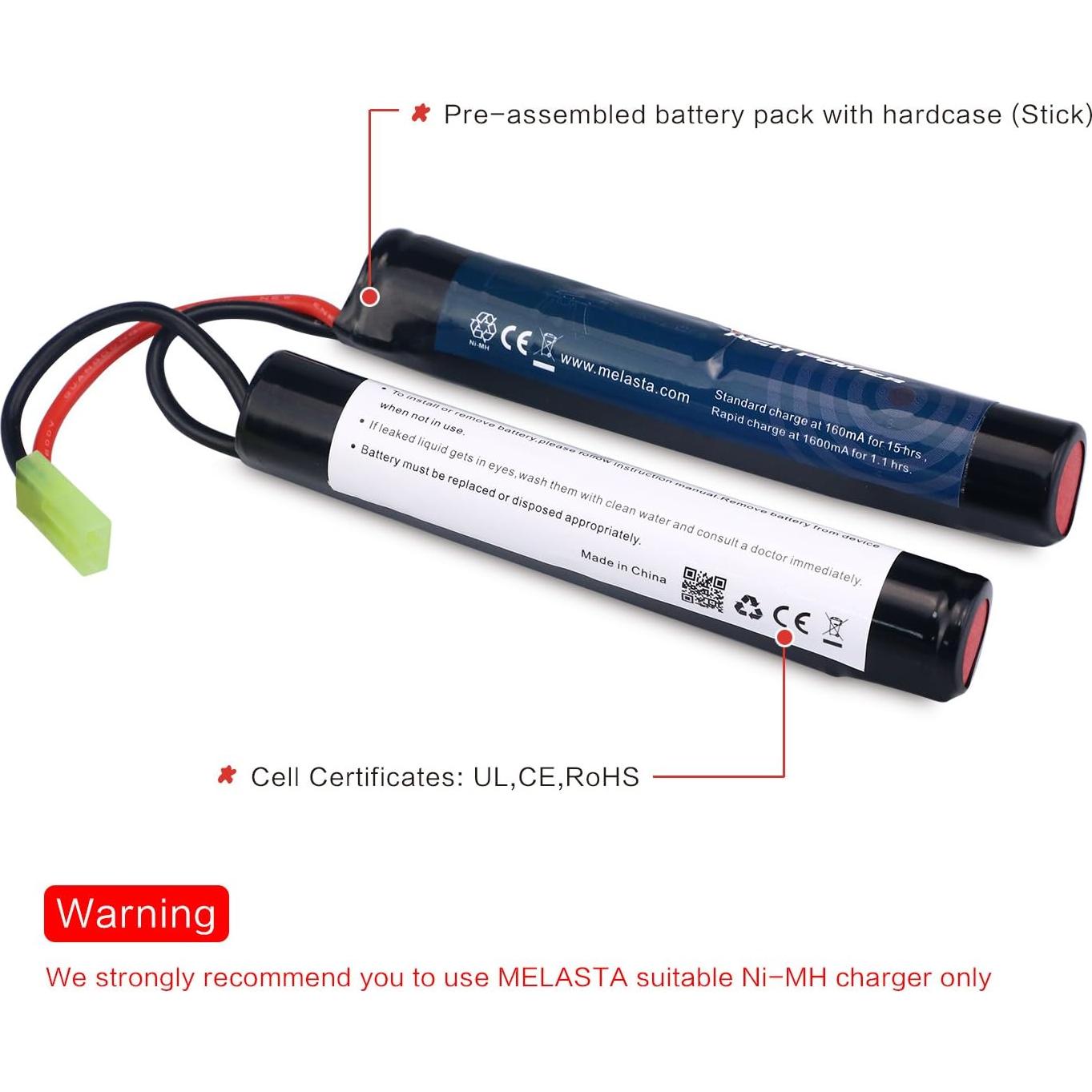 Batería Nunchuck NiMH 9.6V 1600mAh Melasta - 2 Pack