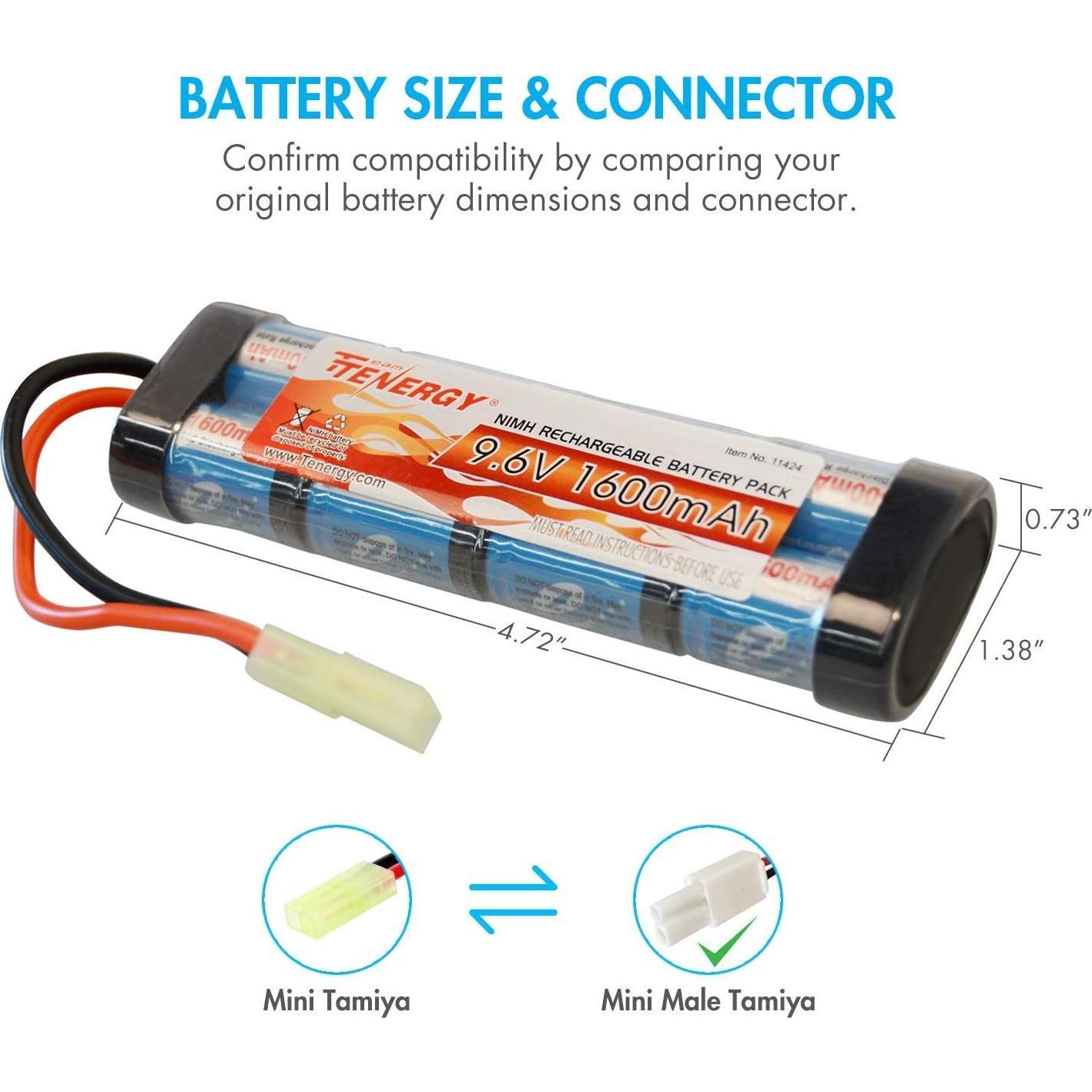 Batería recargable NiMH Tenergy 9.6V 1600mAh para Airsoft