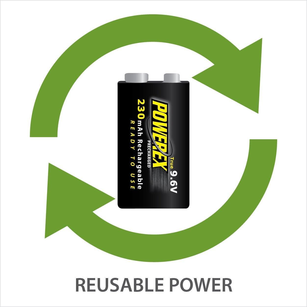 Batería recargable NiMH Powerex MHR9VP 9V 230mAh precargada