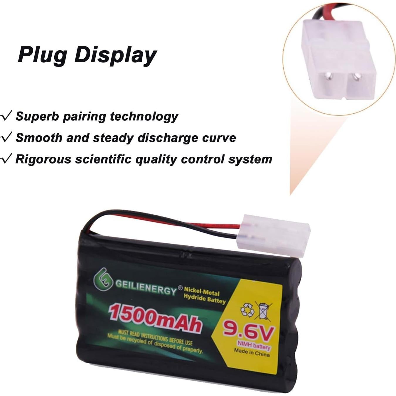 Batería Recargable Ni-MH 9.6V 1500mAh Tamiya + Cargador USB