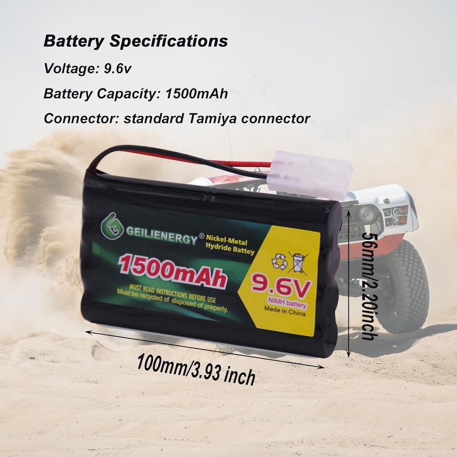 Batería Recargable Ni-MH 9.6V 1500mAh Tamiya + Cargador USB