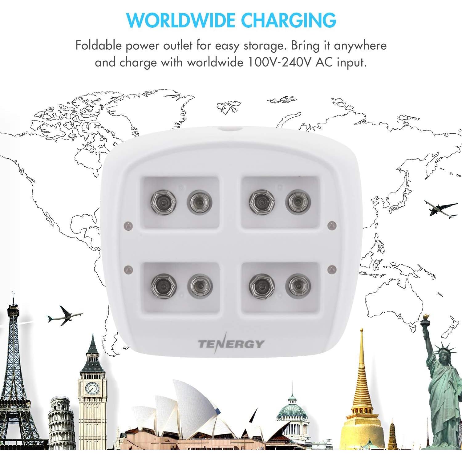 Cargador Tenergy TN136 Smart 4 Bahías + 4 Baterías 9V