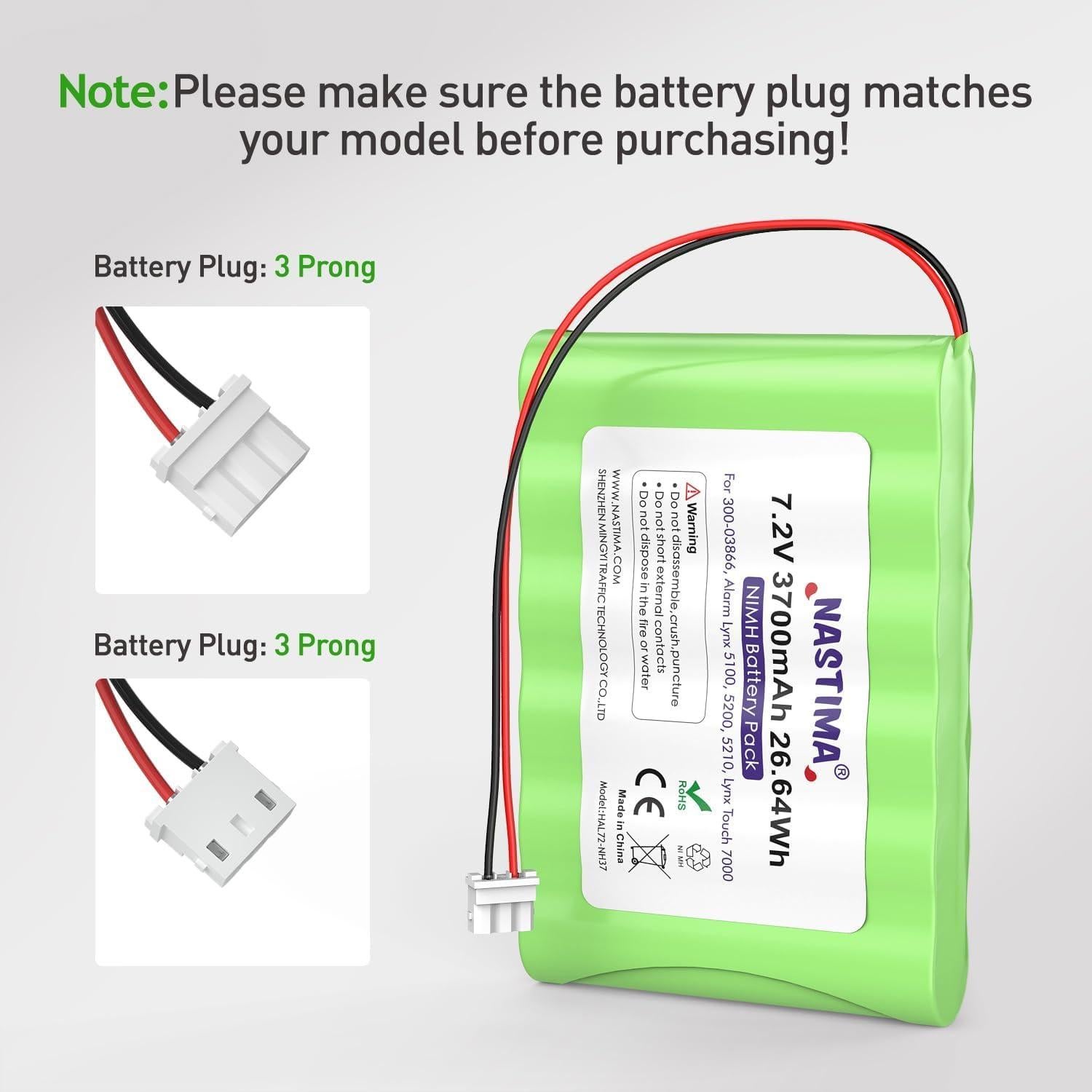 Batería NASTIMA 7.2V 3700mAh Ni-MH para Honeywell Lynx