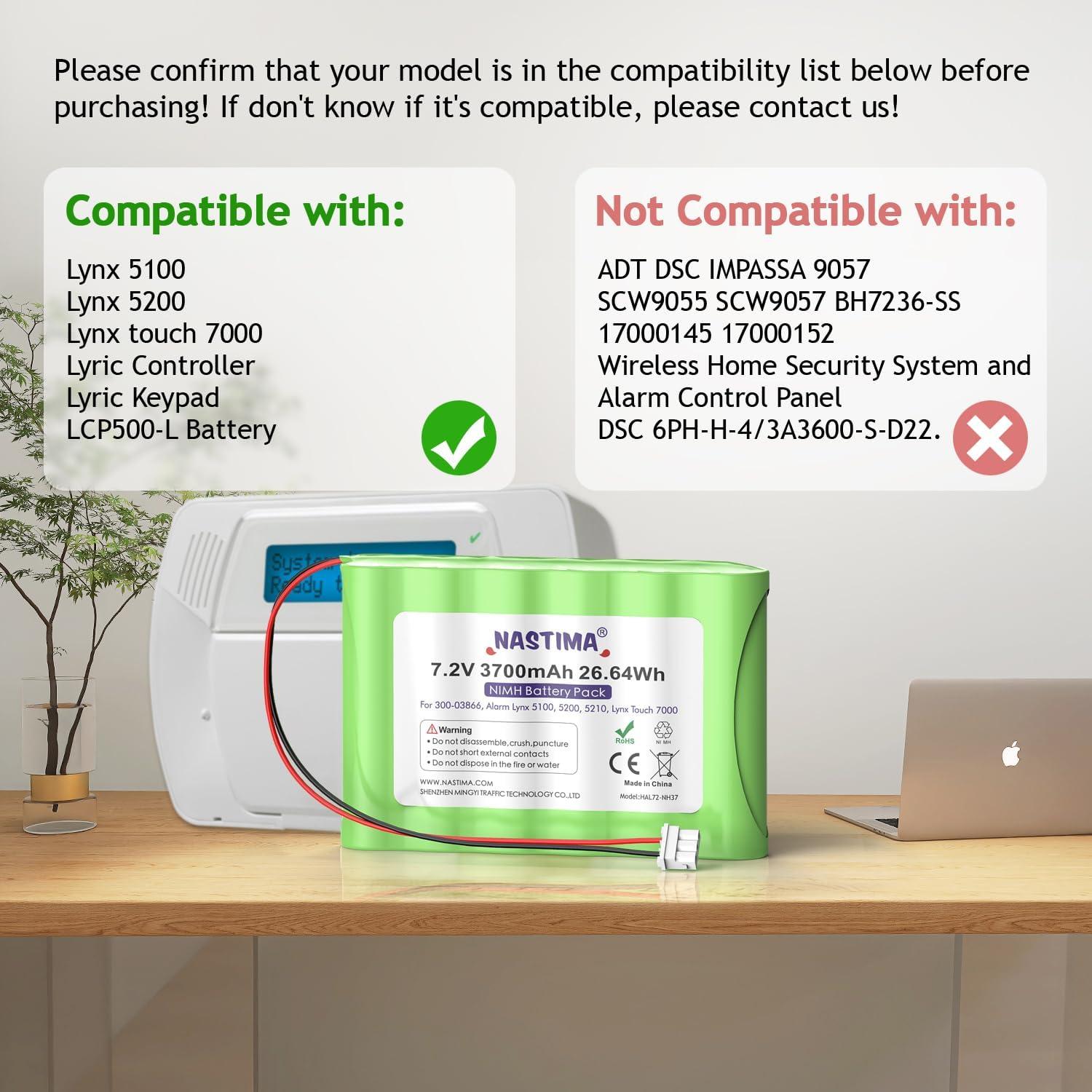 Batería NASTIMA 7.2V 3700mAh Ni-MH para Honeywell Lynx