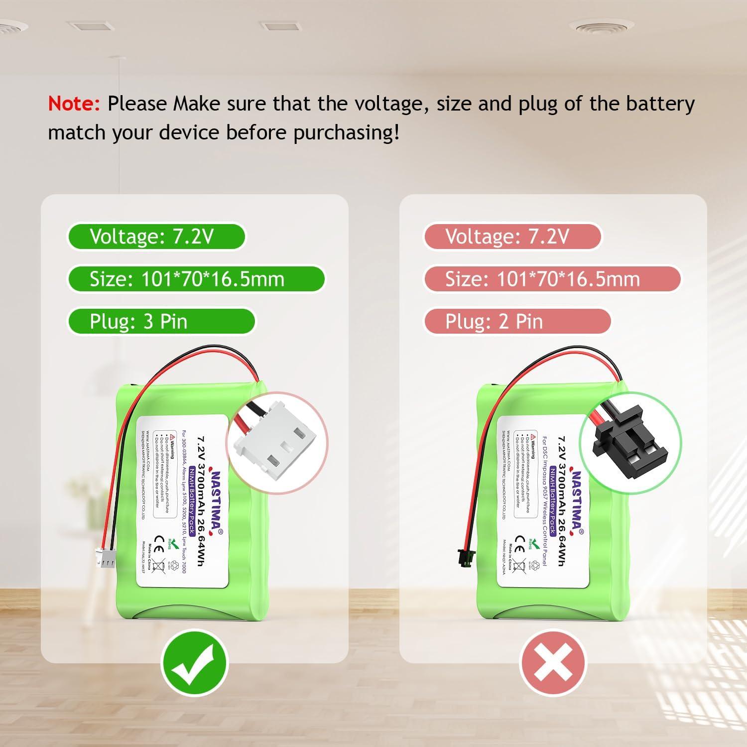 Batería NASTIMA 7.2V 3700mAh Ni-MH para Honeywell Lynx