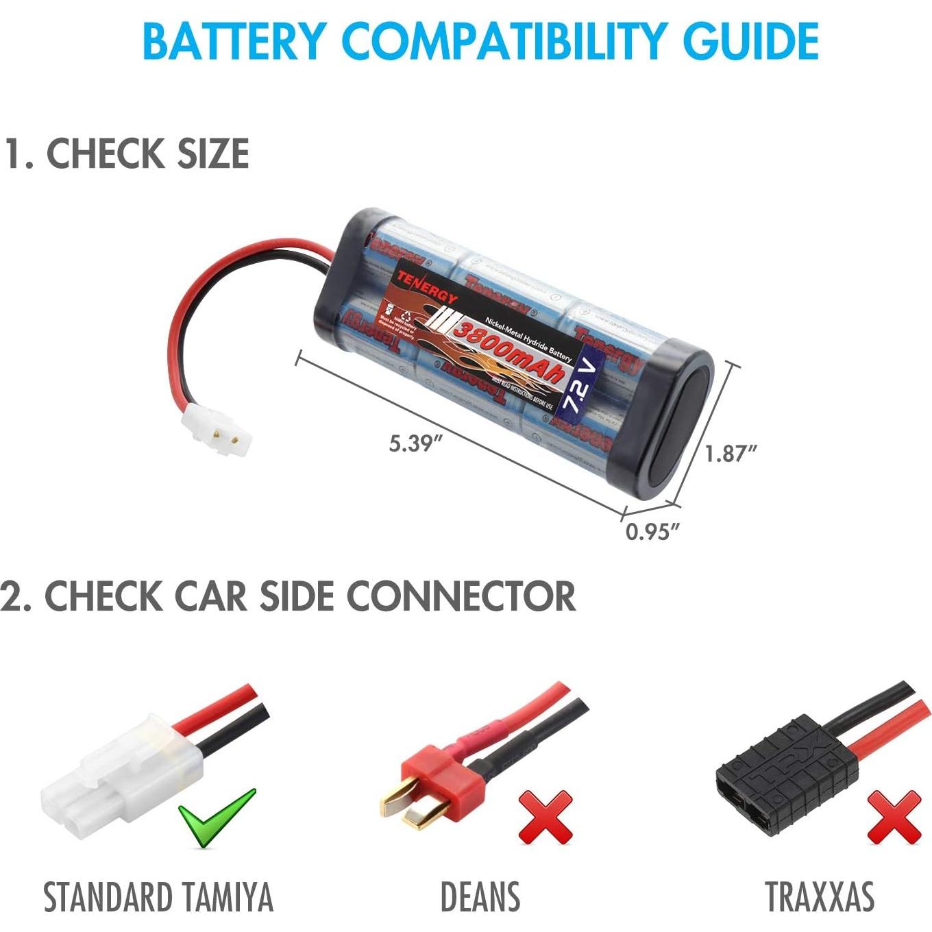 Baterías NiMH Tenergy 7.2V 3800mAh + Cargador Tamiya Estándar