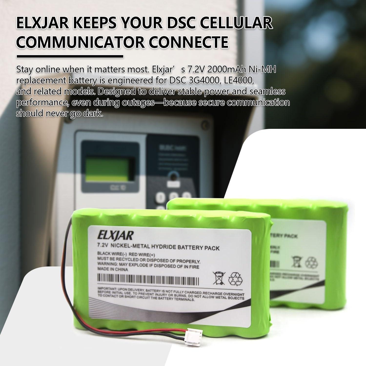 Batería Ni-MH 7.2V 2000mAh Elxjar para Comunicador DSC 3G4000