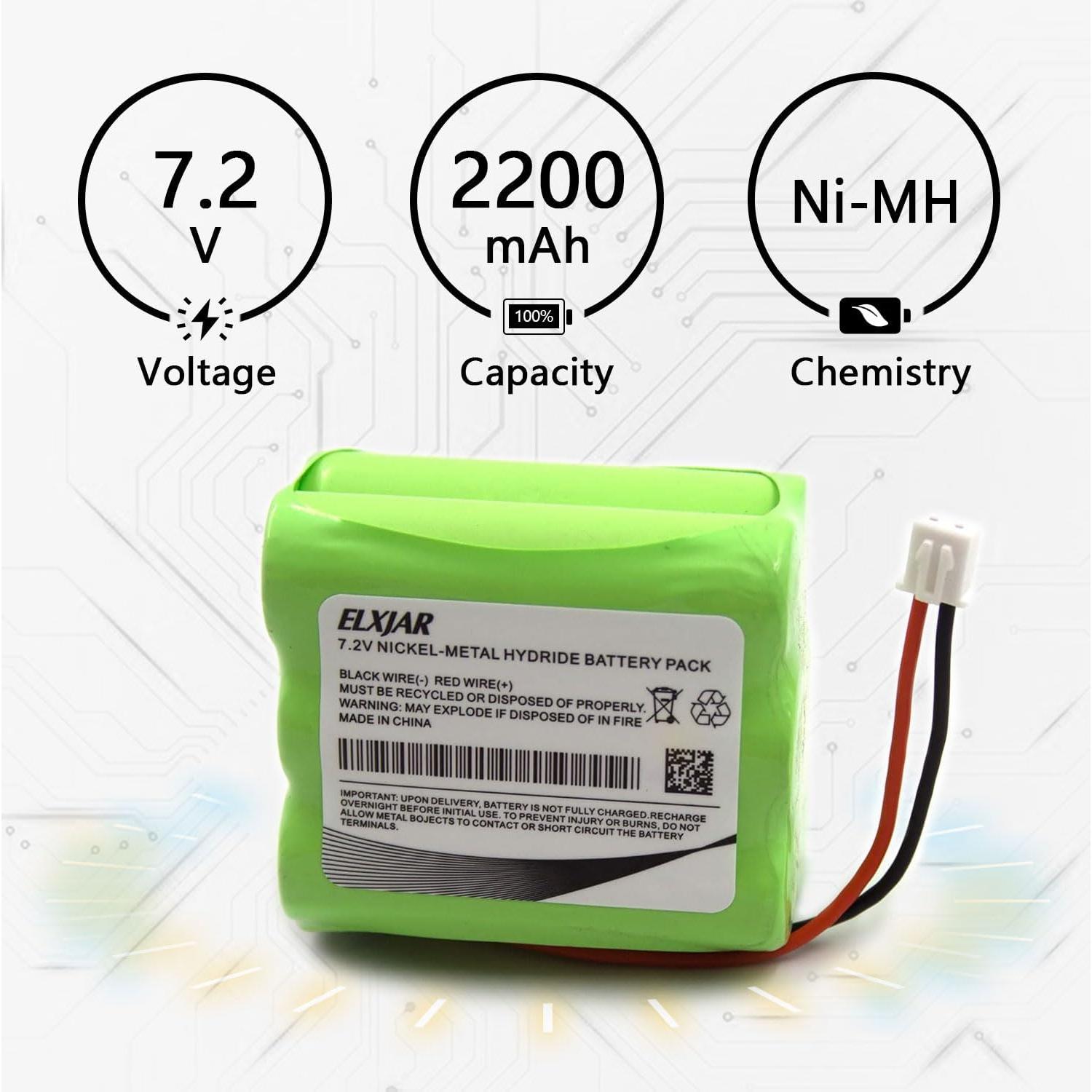 Batería recargable Ni-MH 7.2V 2200mAh elxjar para 2GIG