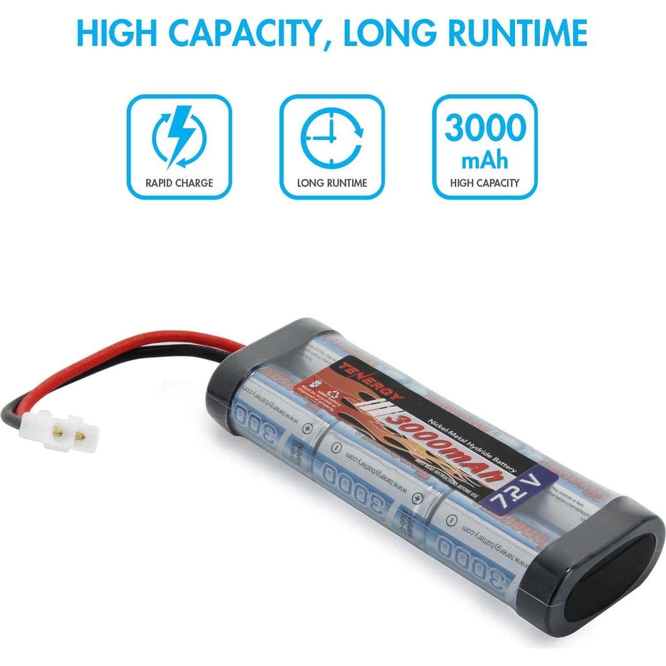 Baterías NiMH Tenergy 7.2V 3000mAh con Cargador Inteligente