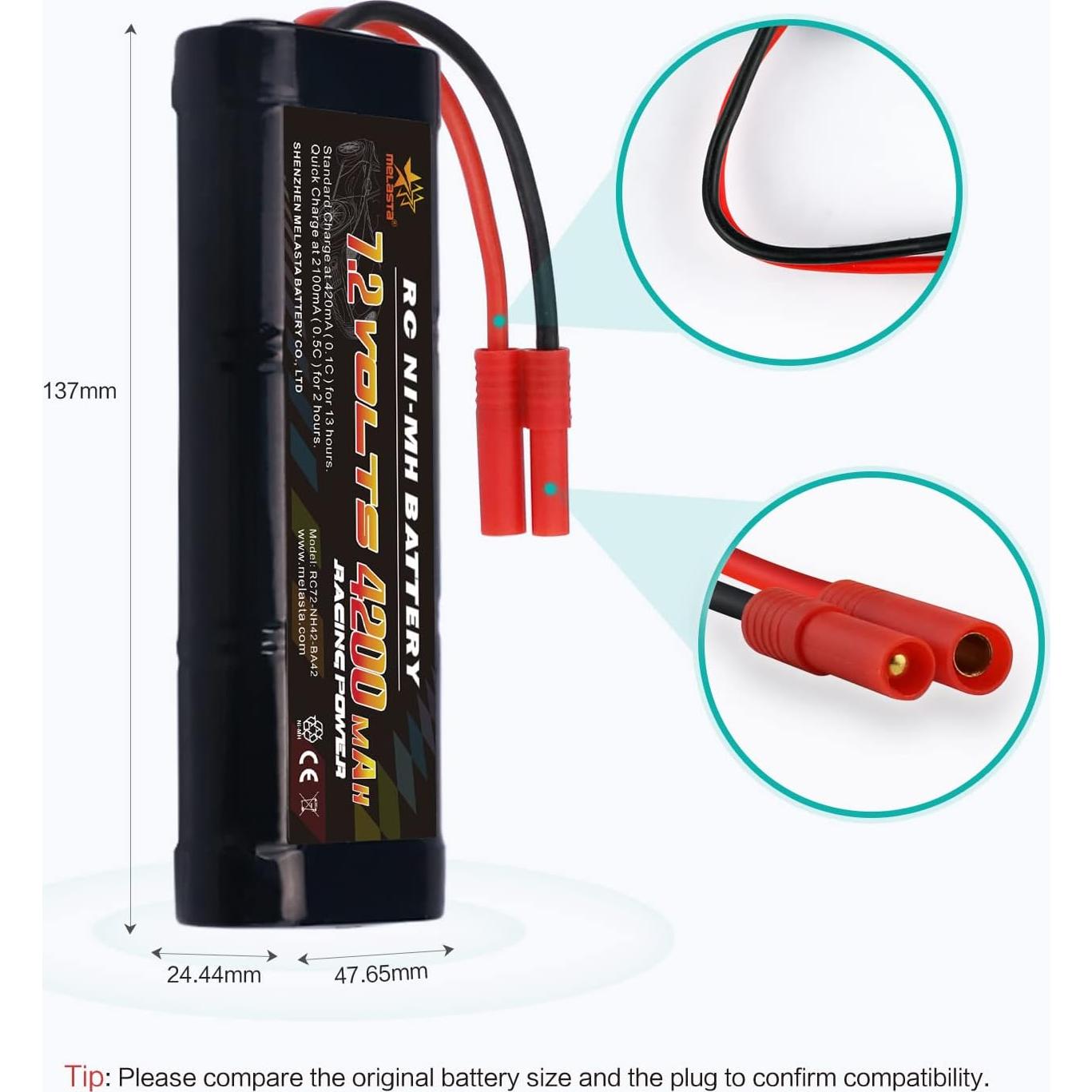 Batería NiMH 7.2V 4200mAh Melasta 2 Pack para RC Redcat