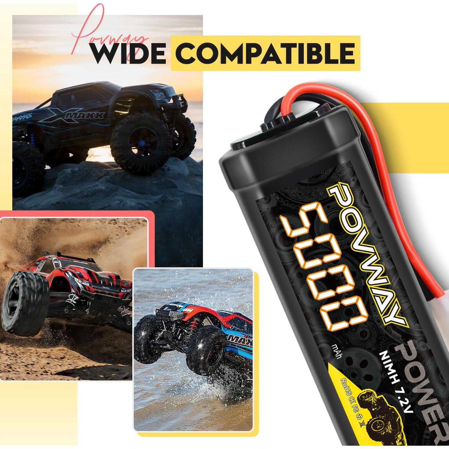 Batería NiMH 5000mAh 7.2V Tamiya 2 Pack para RC POVWAY