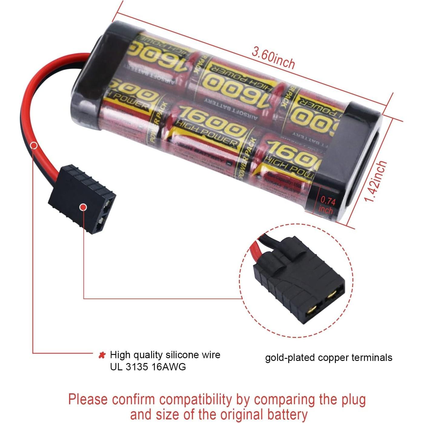 Batería recargable NiMH 7.2V 1600mAh Melasta para RC 1/16