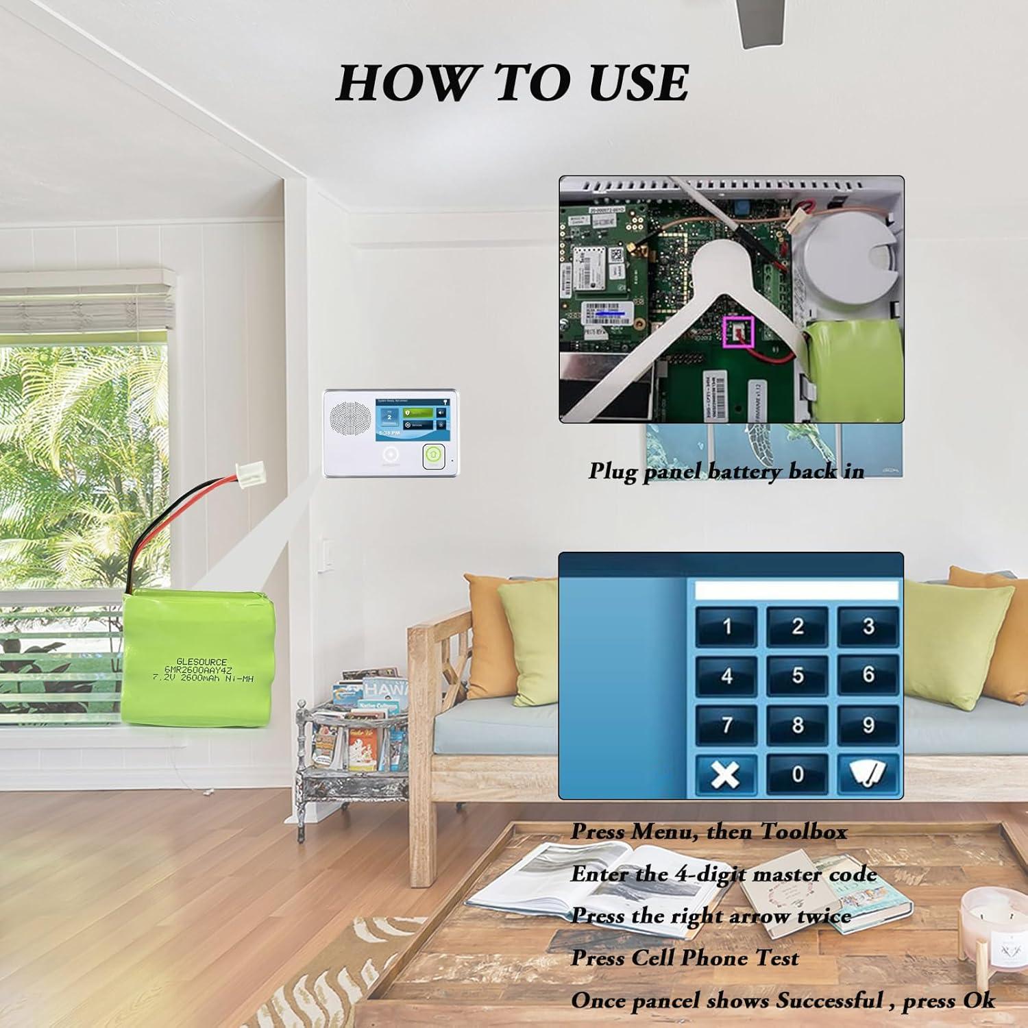 Batería Ni-Mh 7.2V 2600mAh 2 Paquetes para Alarma 2GIG