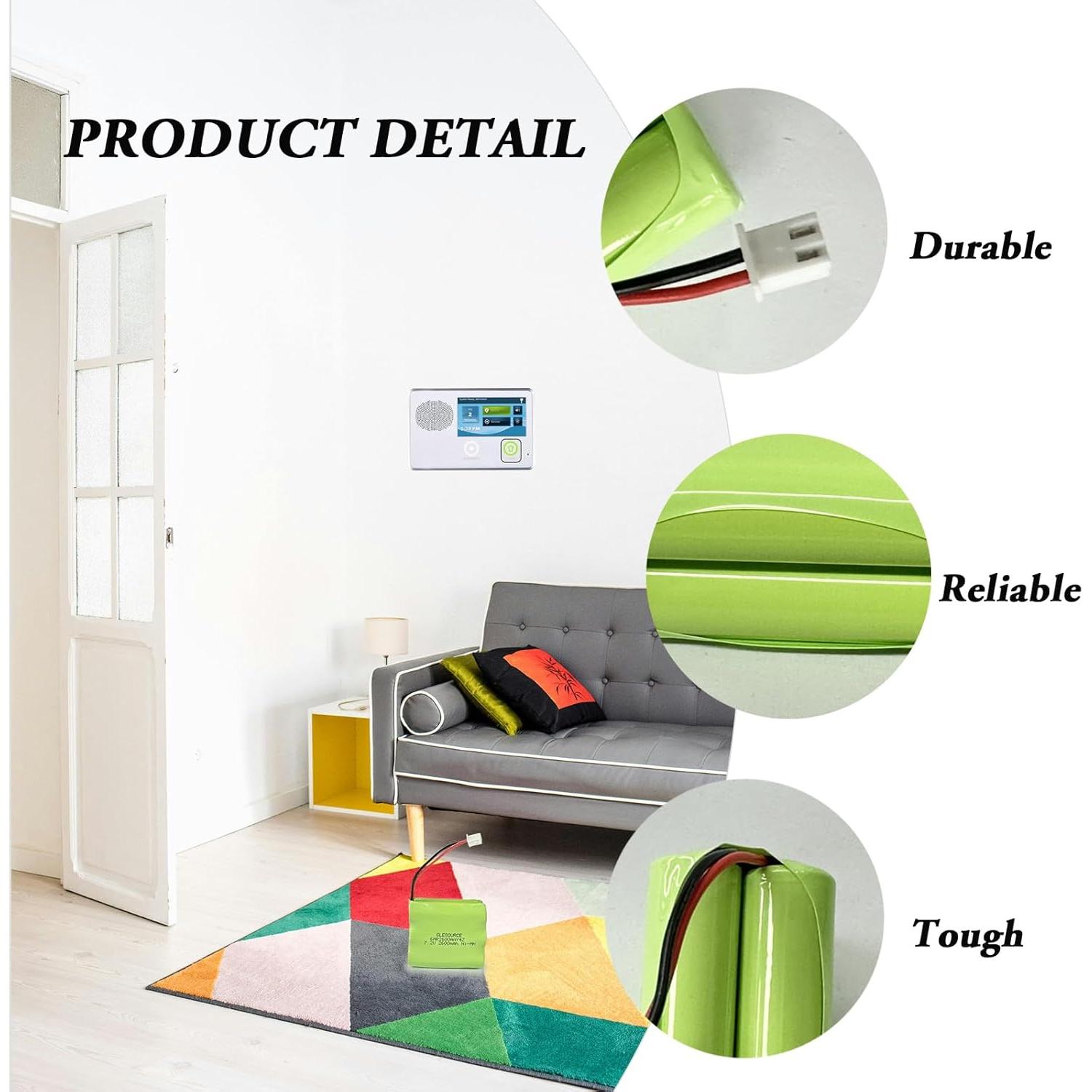 Batería Ni-Mh 7.2V 2600mAh 2 Paquetes para Alarma 2GIG