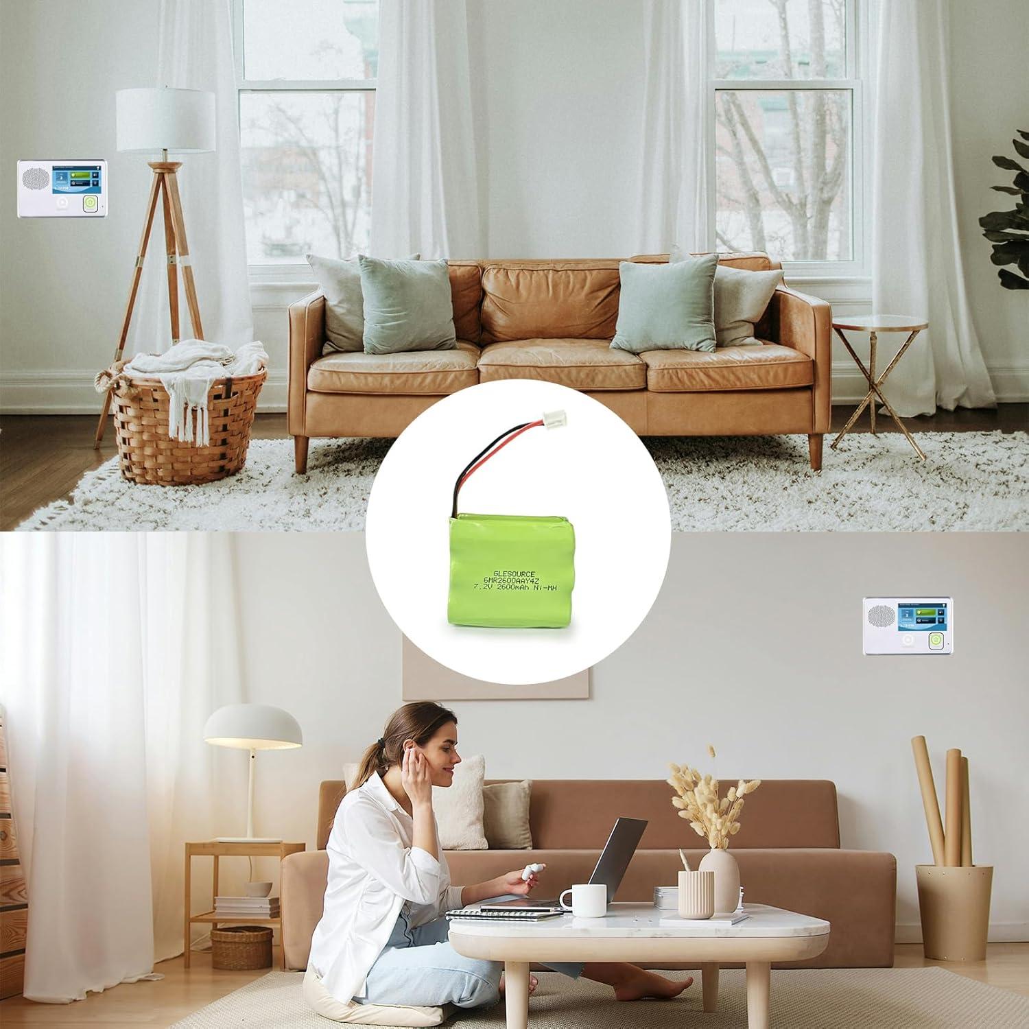 Batería Ni-Mh 7.2V 2600mAh 2 Paquetes para Alarma 2GIG