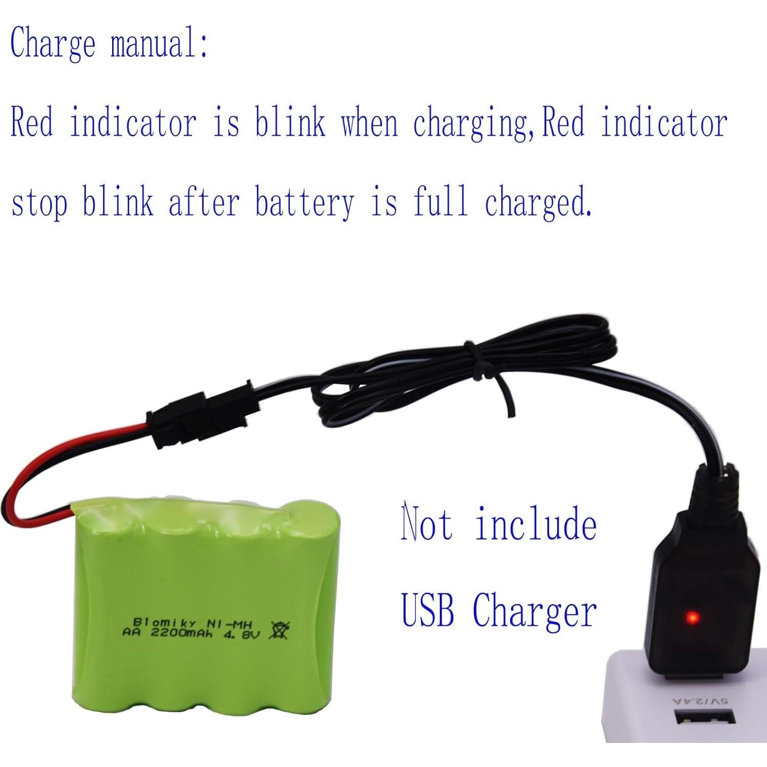 Batería Recargable NiMH 4.8V 2200mAh Blomiky 2 Pack con Conector SM-2P