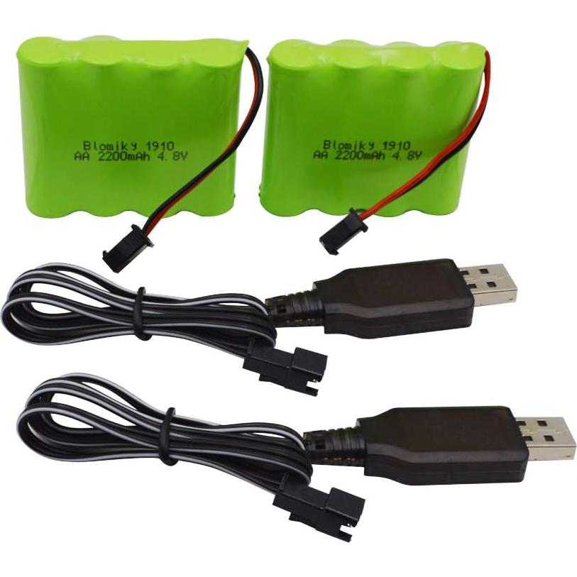 Batería Recargable NiMH 4.8V 2200mAh Blomiky 2 Pack con Conector SM-2P