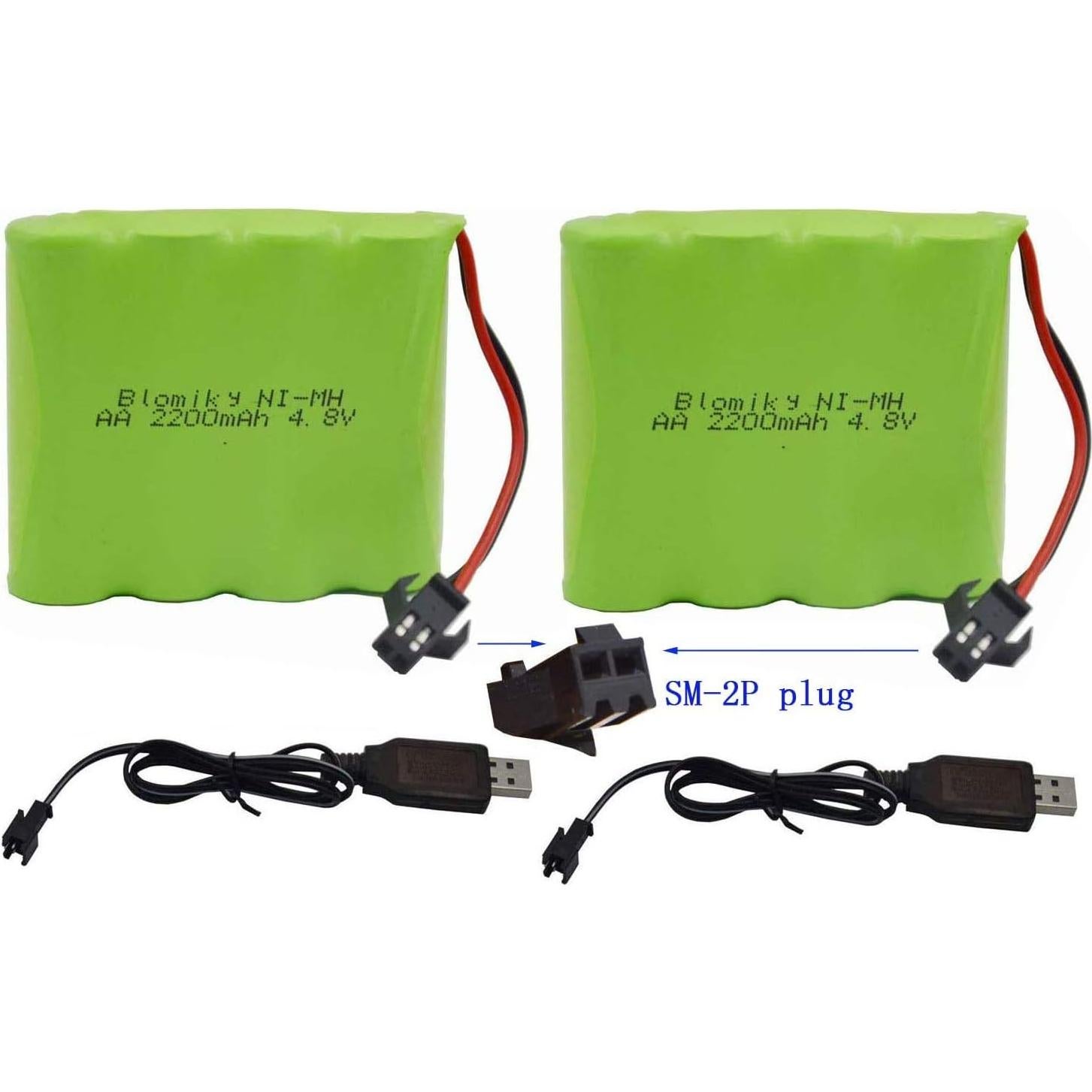 Batería Recargable NiMH 4.8V 2200mAh Blomiky 2 Pack con Conector SM-2P