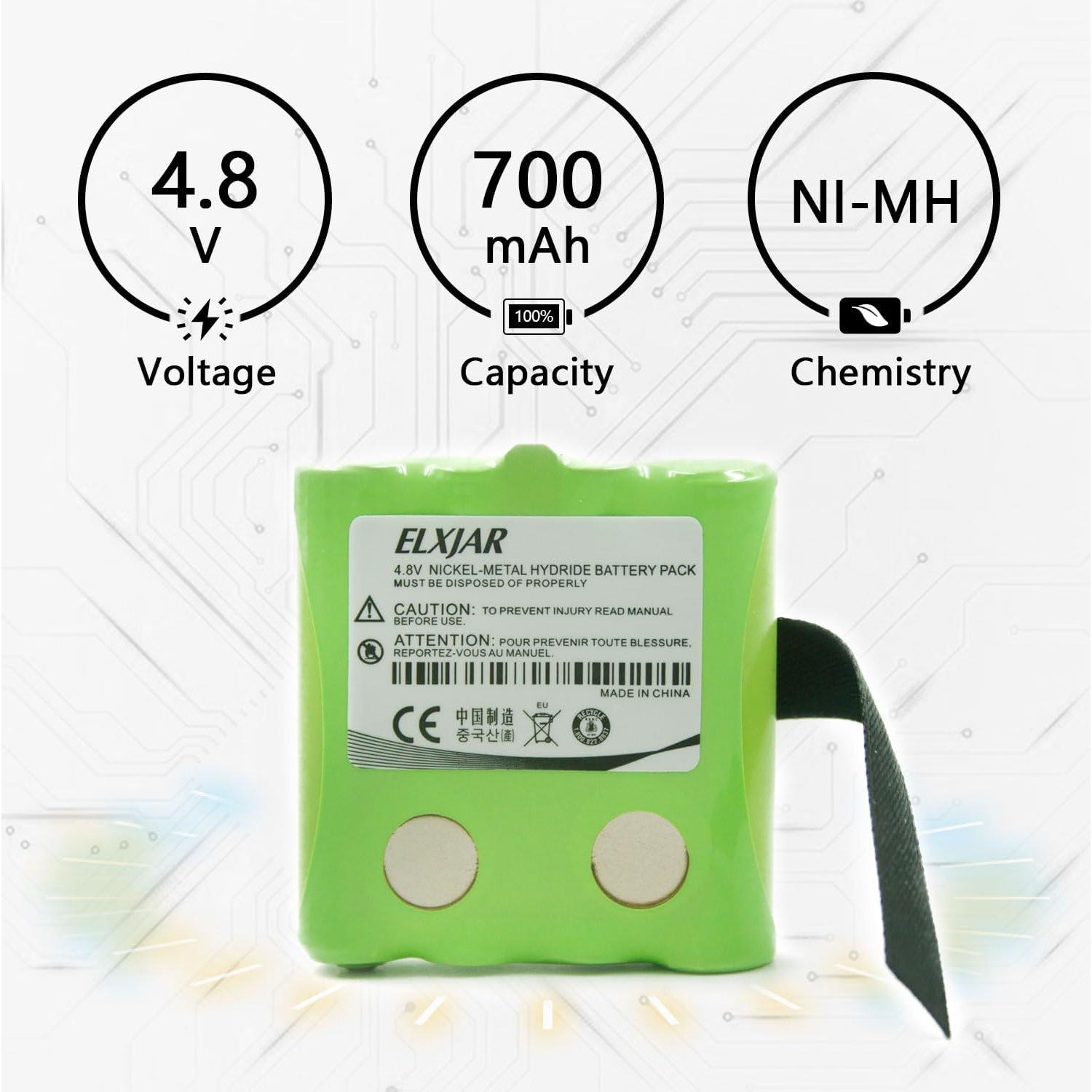 Paquete de 5 Baterías Ni-MH 4.8V 700mAh elxjar para Radios