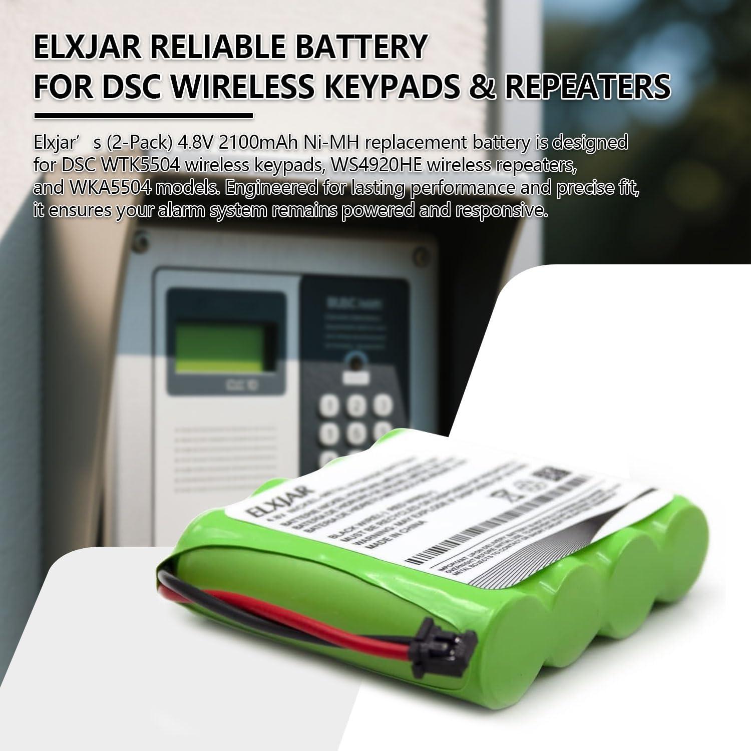 Batería recargable Ni-MH 4.8V 2200mAh Elxjar para DSC WTK5504