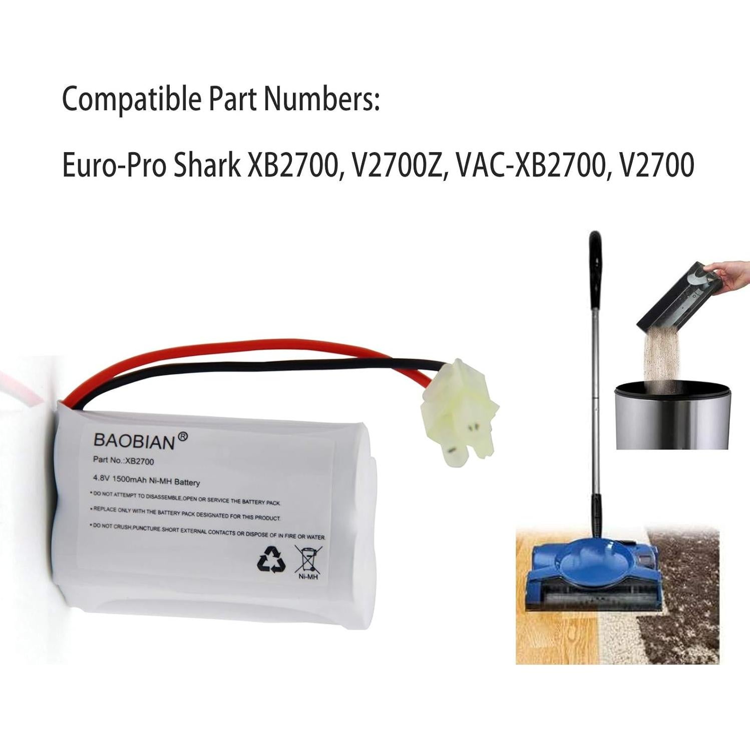 Batería de Reemplazo Ni-MH 4.8V 1500mAh BAOBIAN XB2700