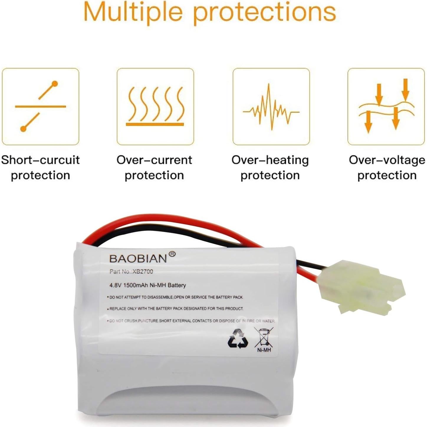 Batería de Reemplazo Ni-MH 4.8V 1500mAh BAOBIAN XB2700