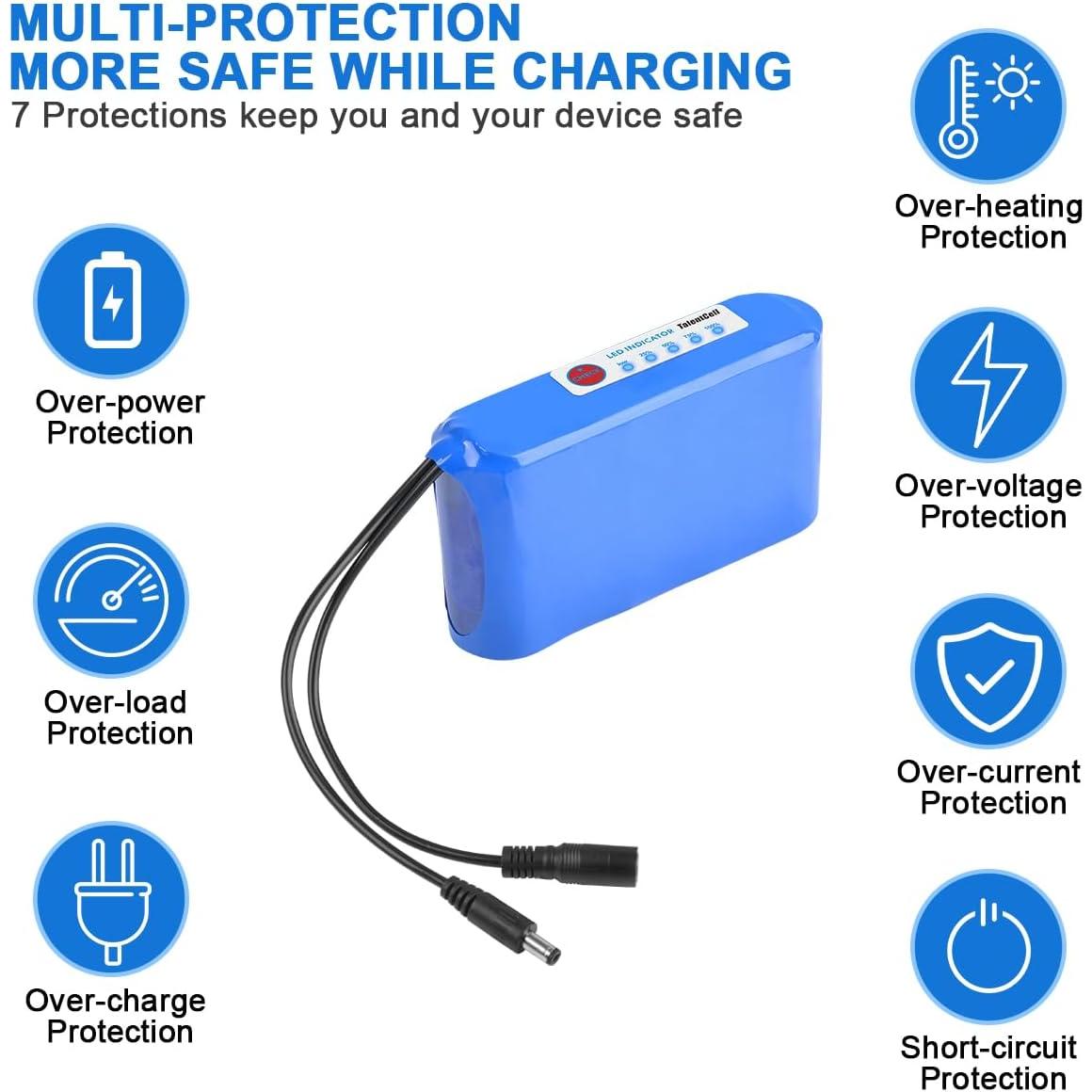 Batería LiFePO4 TalentCell 12V 6000mAh 76.8Wh Recargable