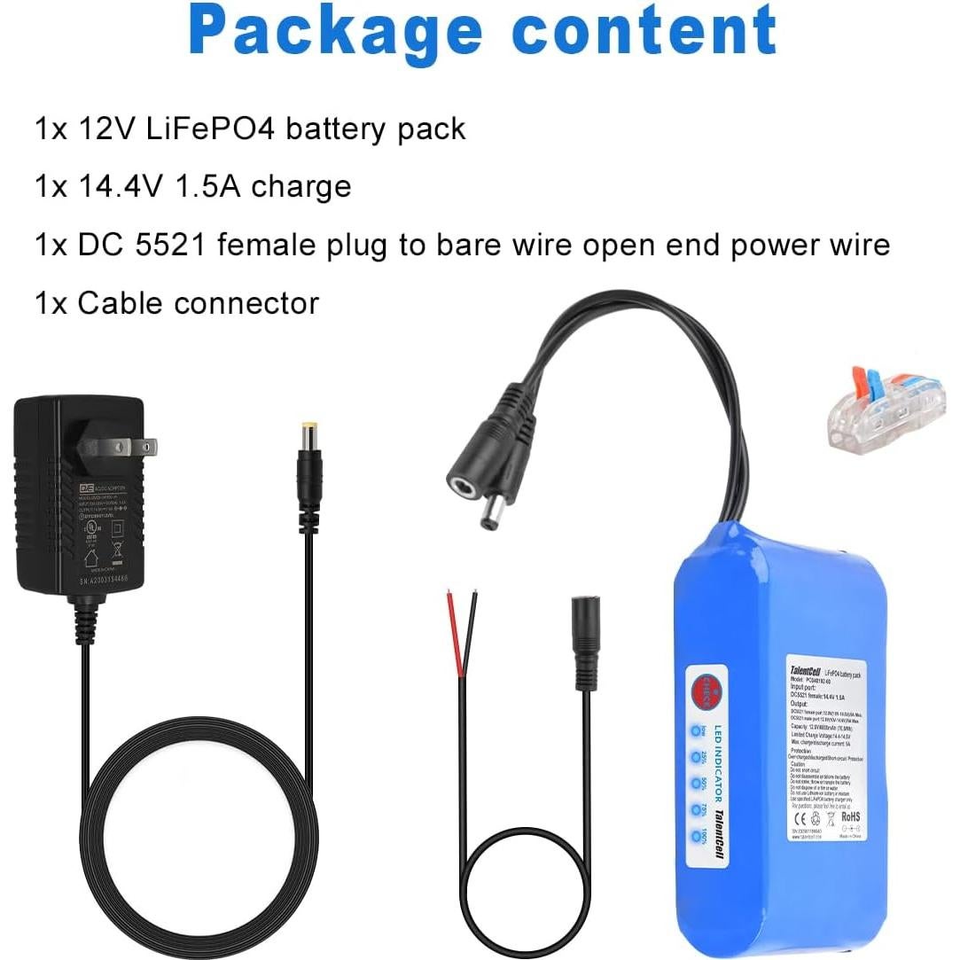 Batería LiFePO4 TalentCell 12V 6000mAh 76.8Wh Recargable