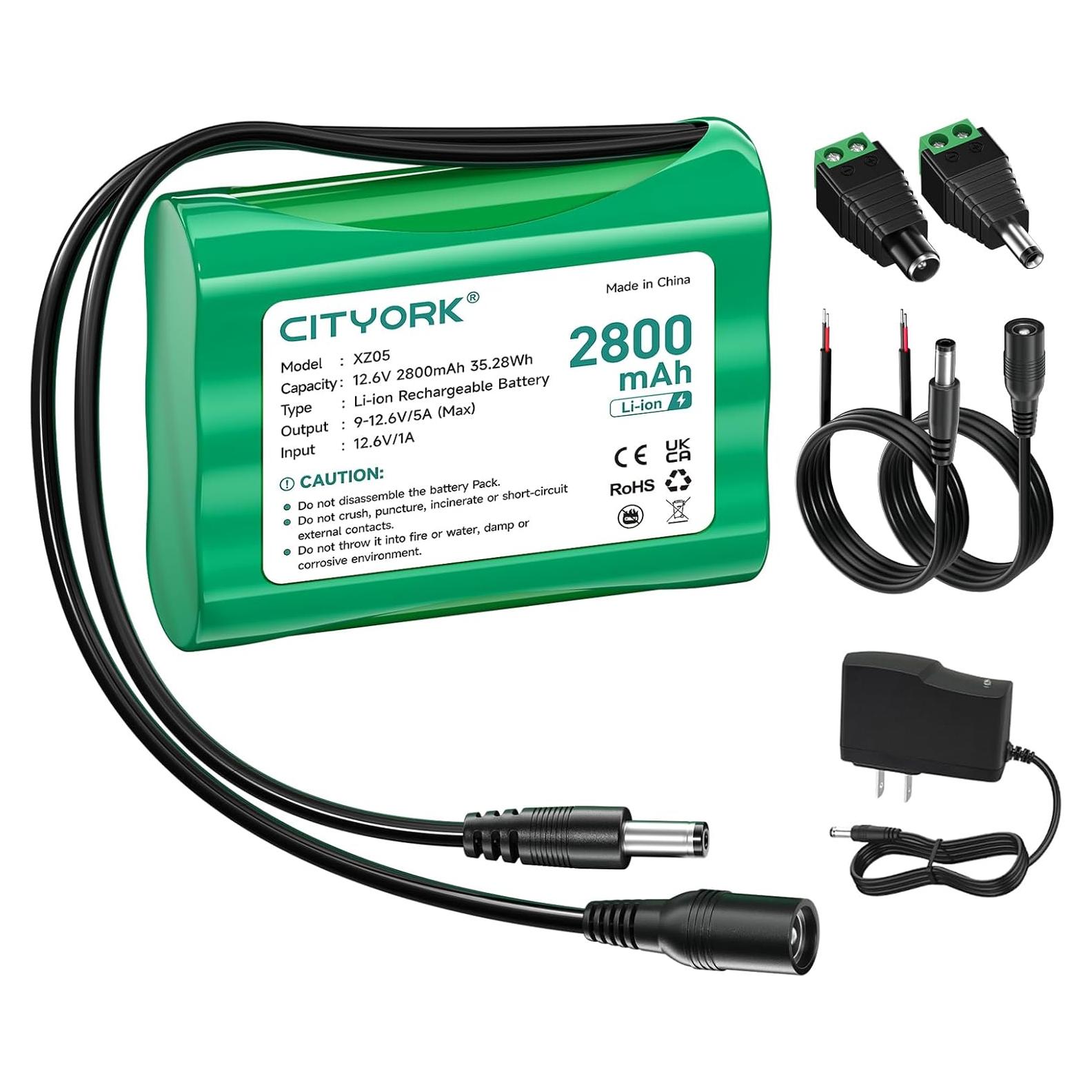 Batería de Litio Recargable 12V 2800mAh con Cargador CITYORK