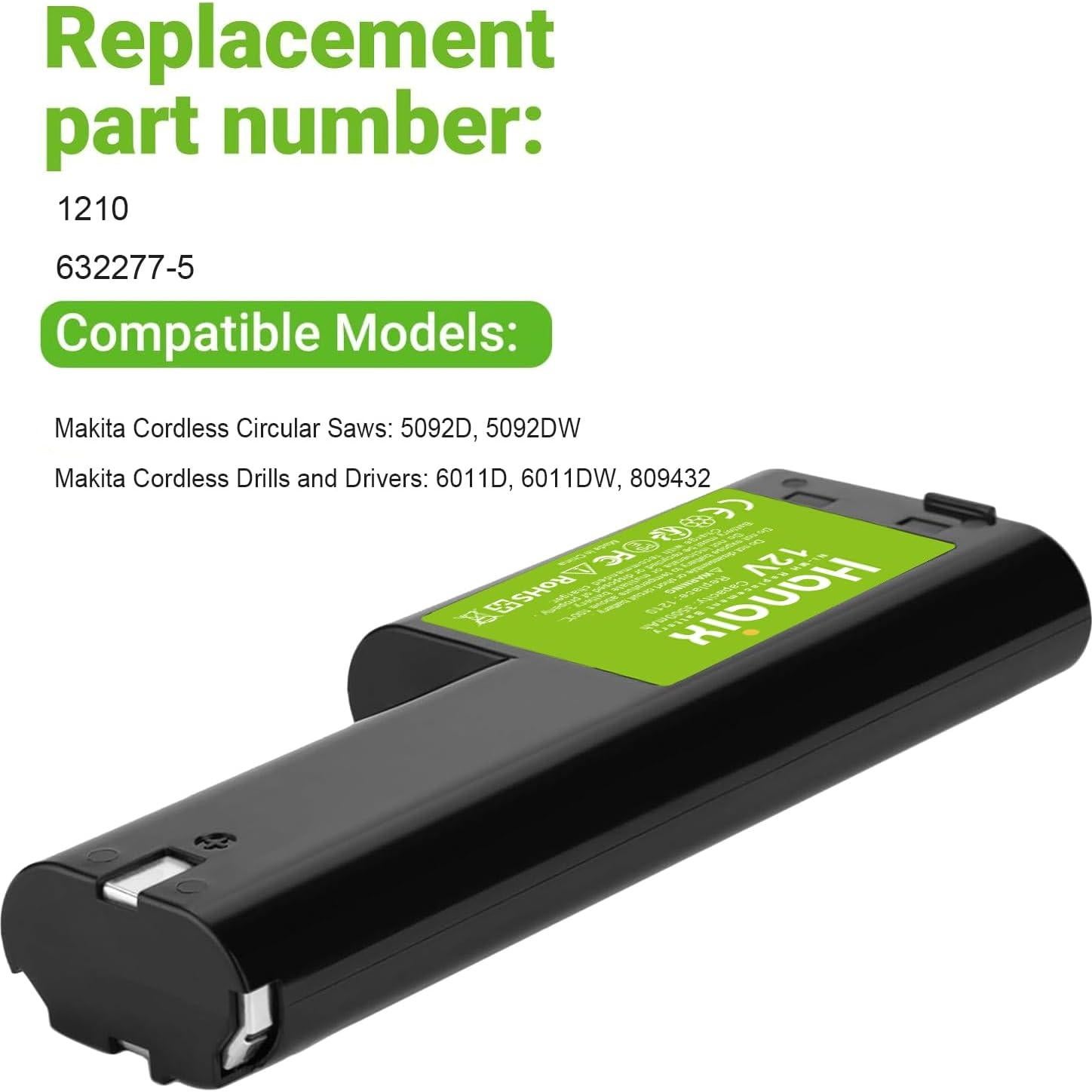 Batería de Reemplazo Ni-MH 12V 3500mAh para Makita 1210