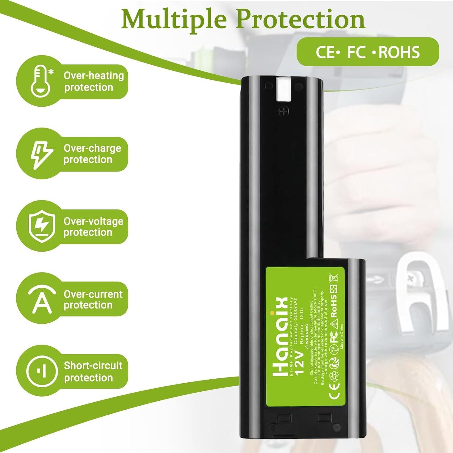 Batería de Reemplazo Ni-MH 12V 3500mAh para Makita 1210