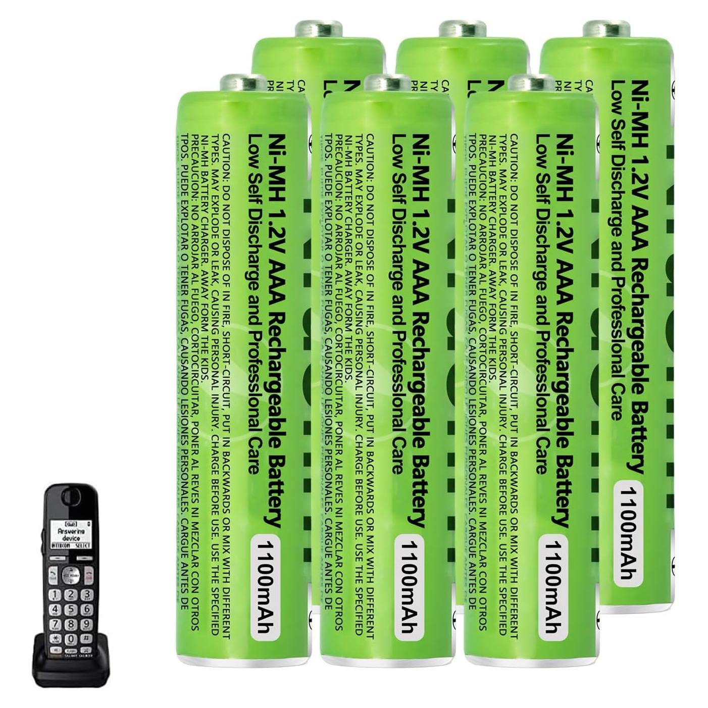 Paquete de 6 Baterías Recargables Ni-MH AAA 1.2V 1100mAh Panasonic